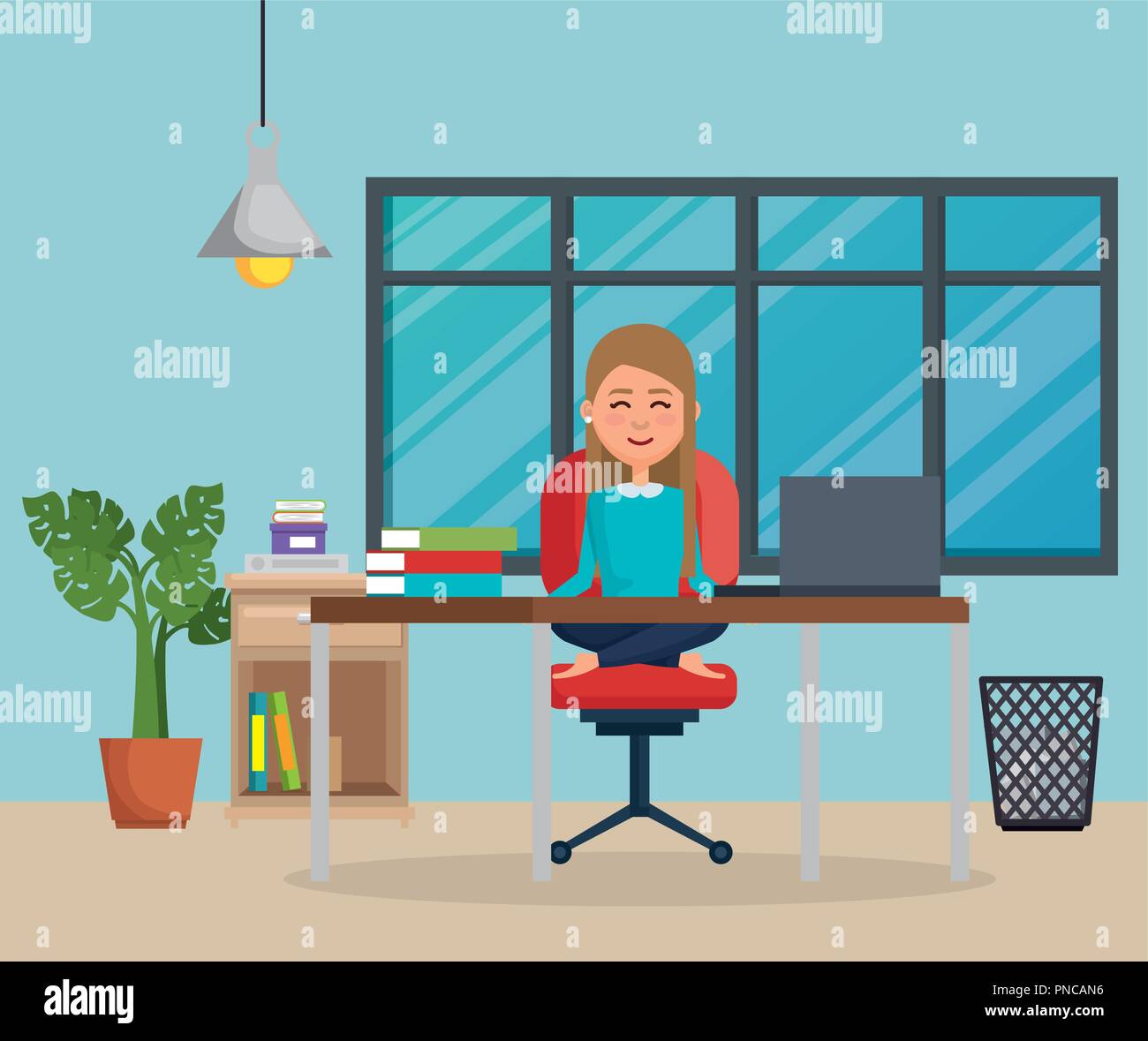 Meditation Woman Chair Stock Vector Images Alamy