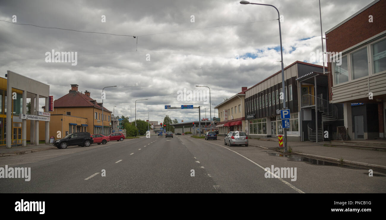 06.24.2018 Kuusamo Finland, driving through the city on a cloudy day Stock Photo