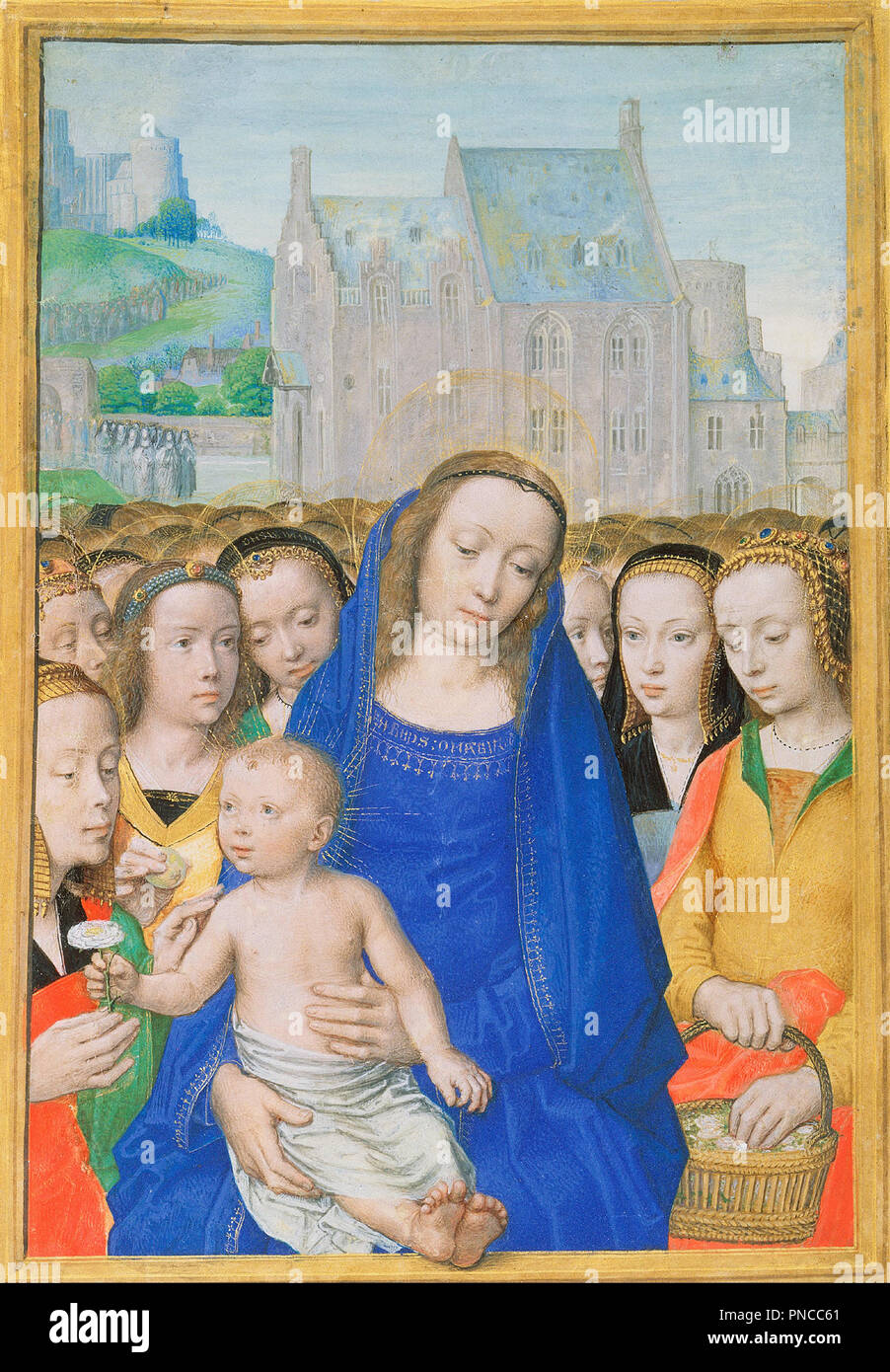 Virgin and Child with Female Saints. Date/Period: 1500. Width: 133 mm. Height: 183 mm. Author: Gerard David. Stock Photo