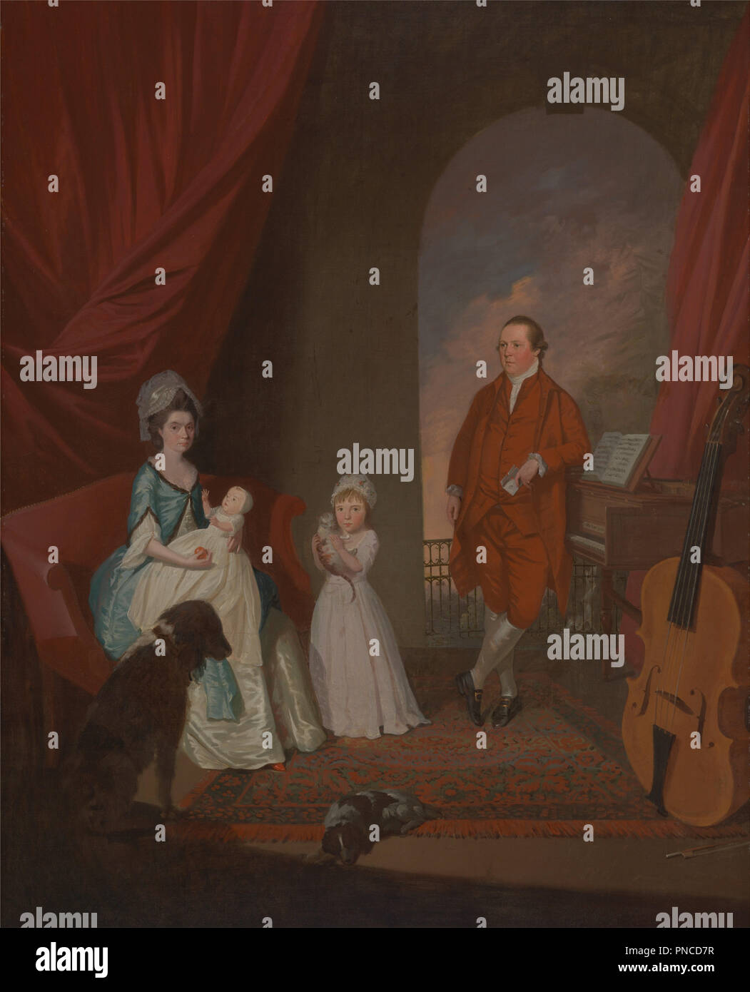 Family Group. Date/Period: Between 1774 and 1780. Painting. Oil on canvas. Height: 1,270 mm (50 in); Width: 1,016 mm (40 in). Author: JAMES MILLAR. Stock Photo