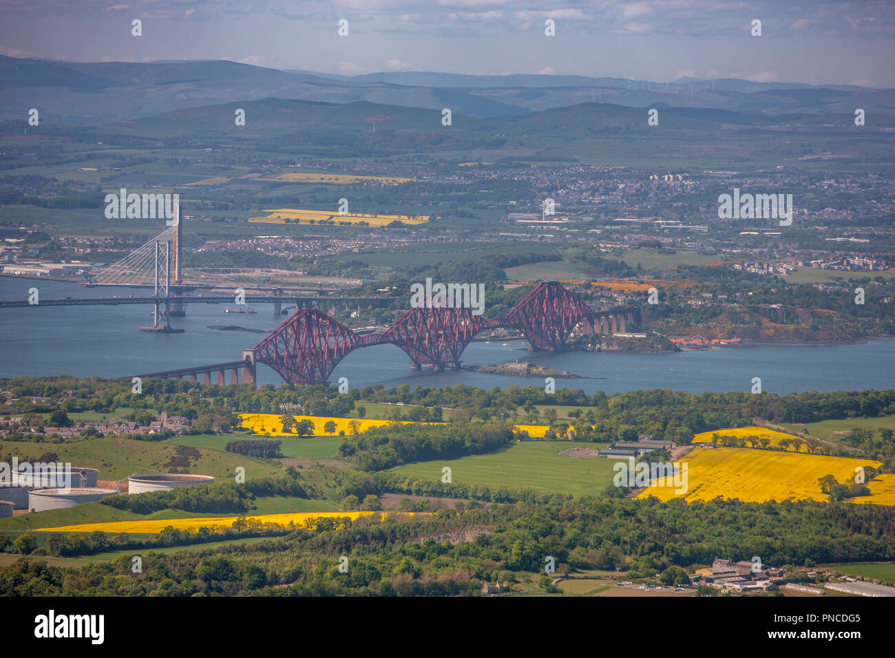 Aerial view of the Forth Bridge Stock Photo