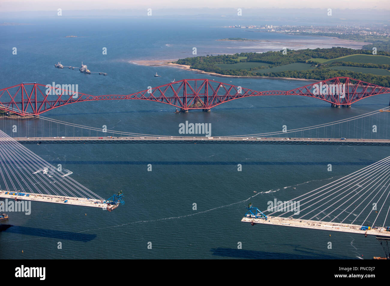 Aerial view of the Forth Bridge Stock Photo
