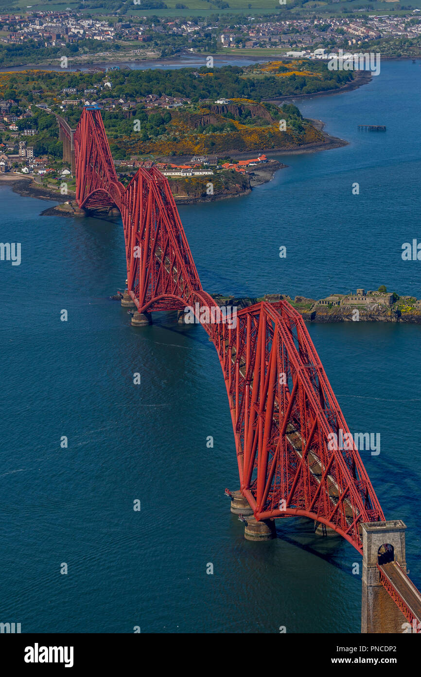 Aerial view of the Forth Bridge Stock Photo