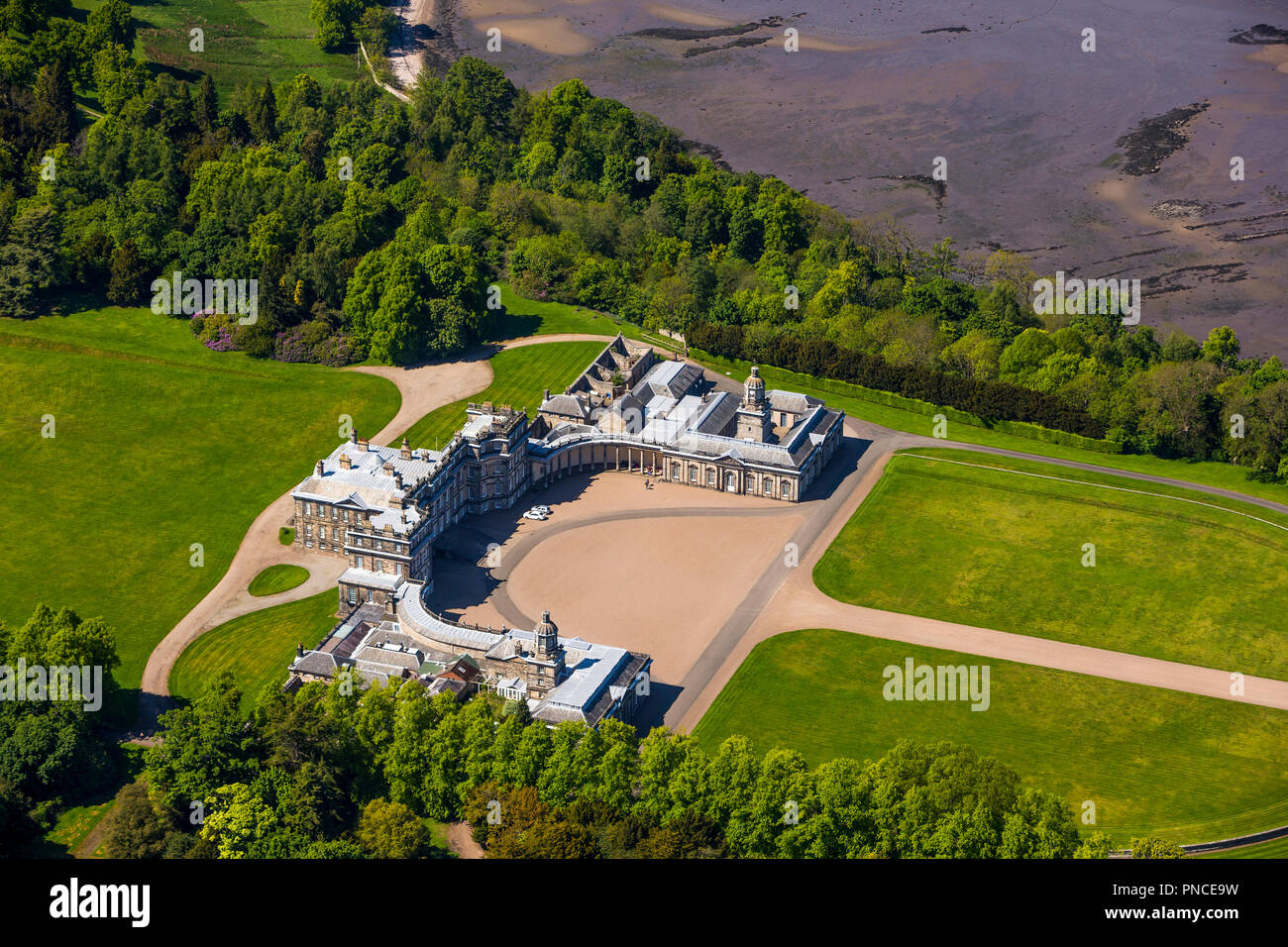 Hopetoun House, Aerial View. Stock Photo