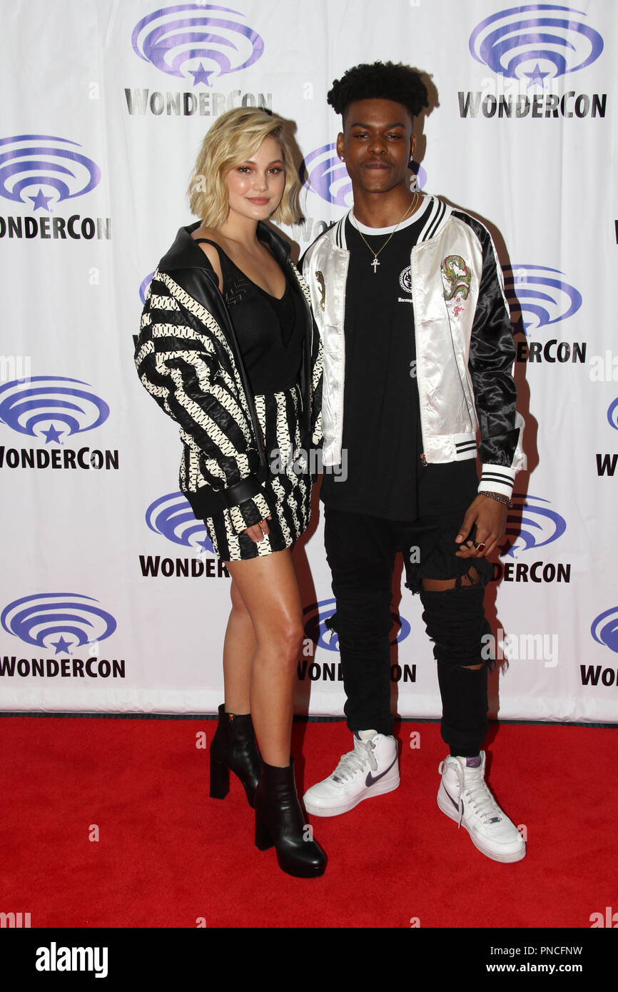 Olivia Holt and Aubrey Joseph promoting Marvel's Cloak & Dagger at Day 1 of  WonderCon Anaheim 2018. Held at the Anaheim Convention Center in Anaheim, CA. March 23 2018. Photo by: Richard Chavez / PictureLux Stock Photo