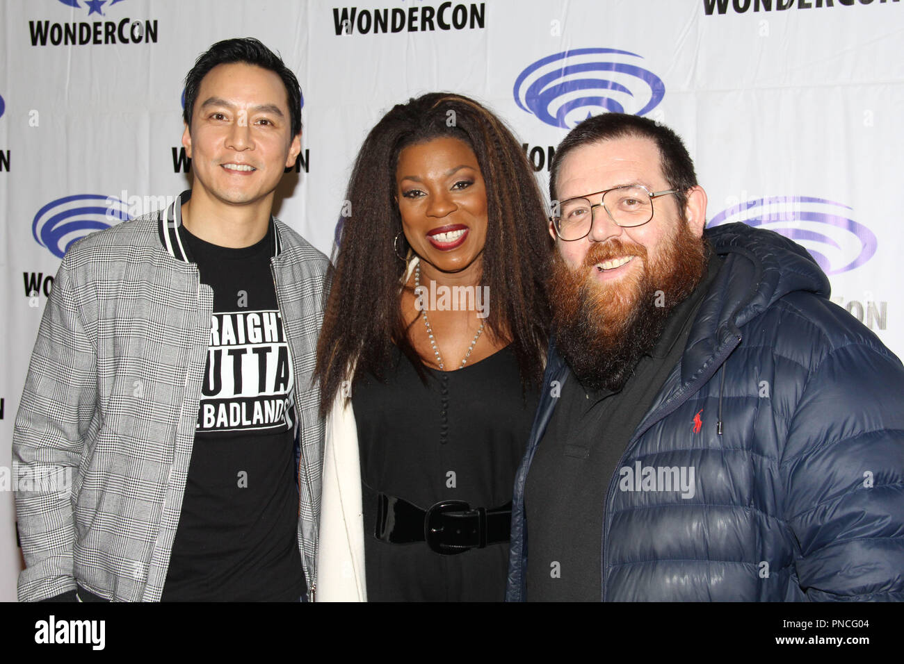Daniel Wu Lorraine Toussaint And Nick Frost Promoting Amc S Into The Badlands At Day 2 Of Wondercon Anaheim 2018 Held At The Anaheim Convention Center In Anaheim Ca March 23 2018 Photo