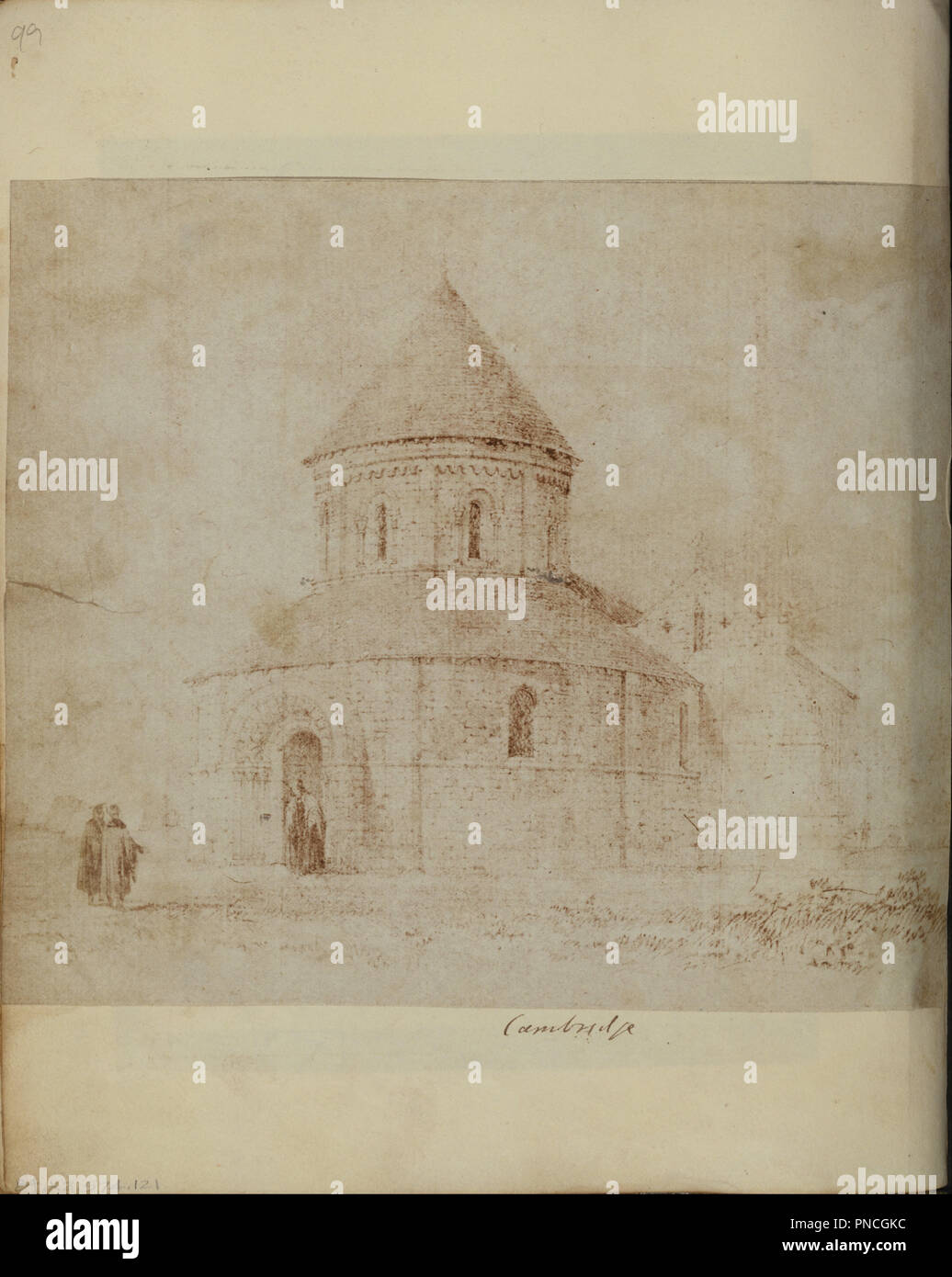 The Church of the Holy Sepulchre and Saint Andrew, Cambridge. Date/Period: After 1841. Print. Salt, probably from a photogenic drawing negative. Height: 156 mm (6.14 in); Width: 181 mm (7.12 in). Author: Unknown maker, British. Stock Photo