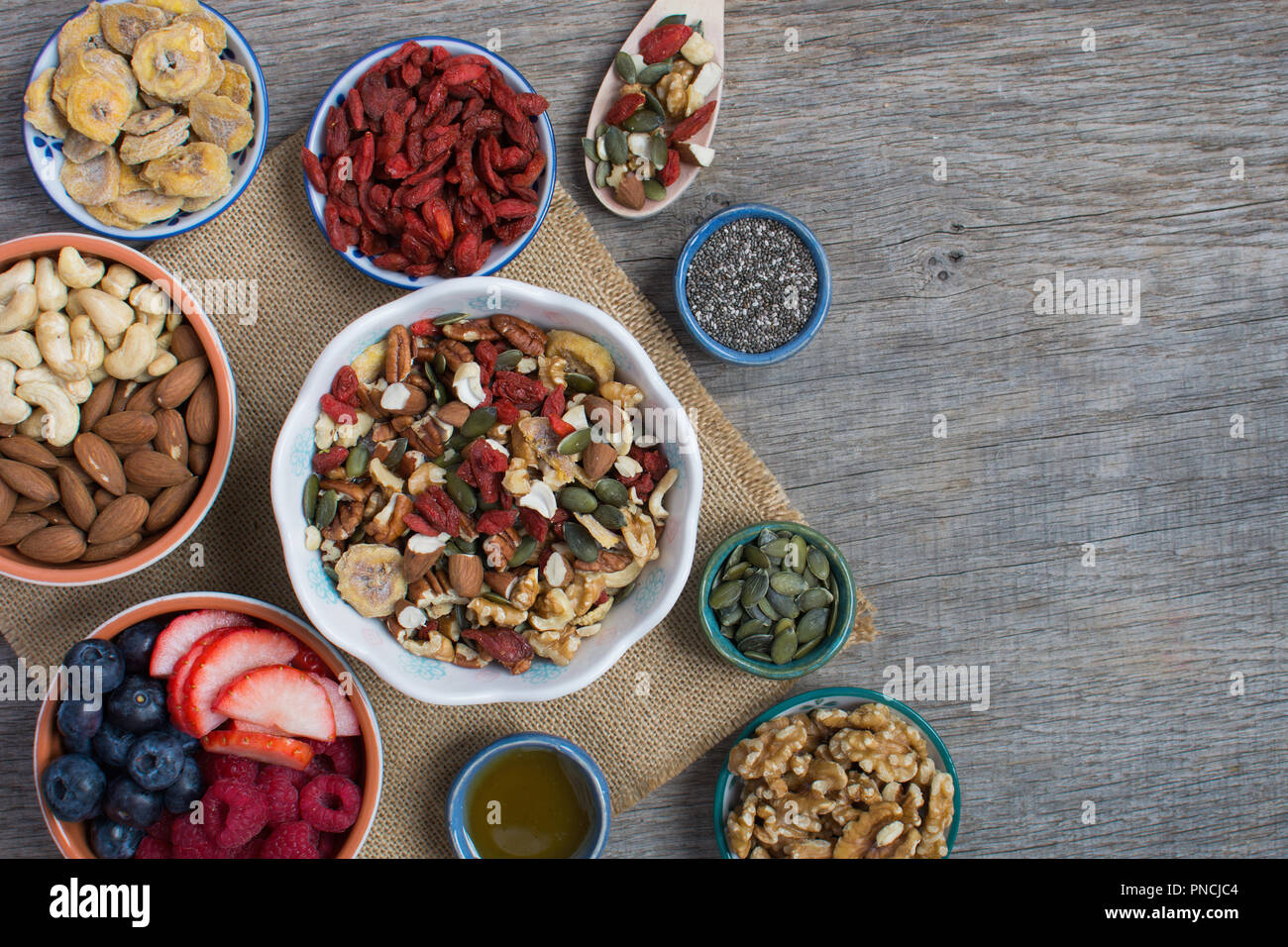 Paleo style breakfast gluten free and oat free muesli made with nuts