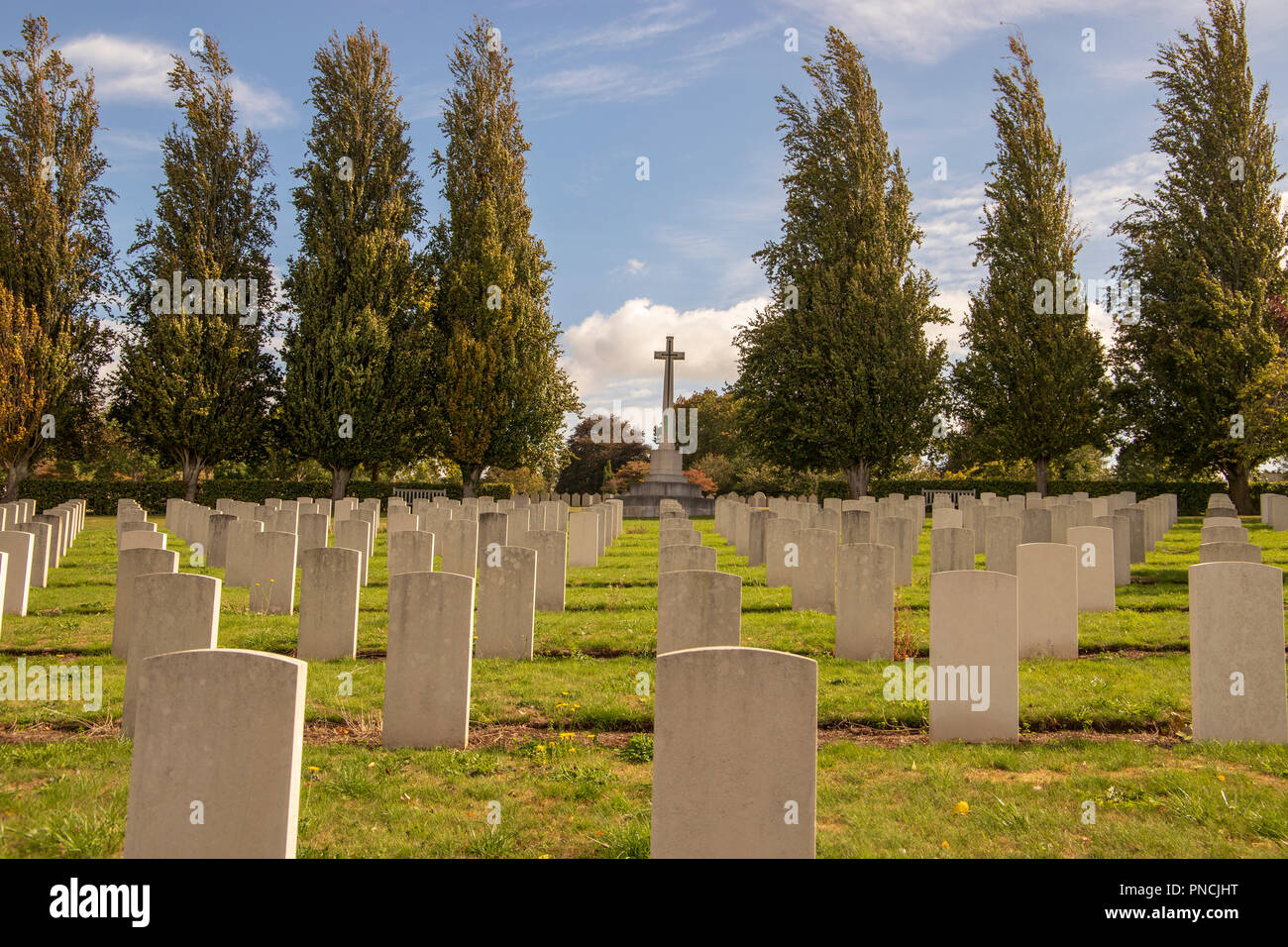 Commonwealth War Graves Commission Cross of Sacrifice and War Graves at