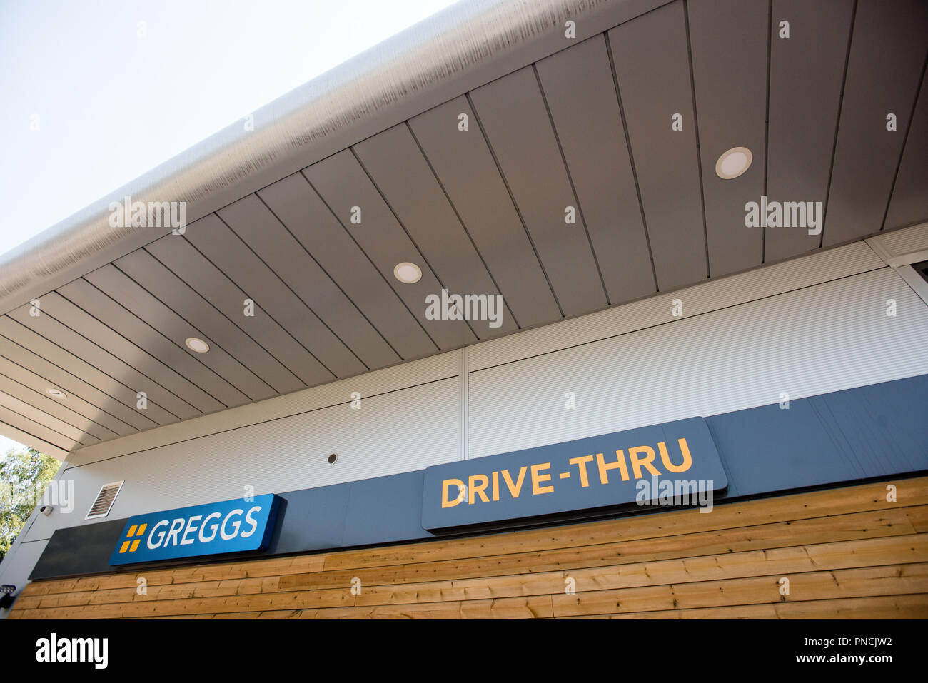 Greggs Drive Through. Manchester. UK. Stock Photo