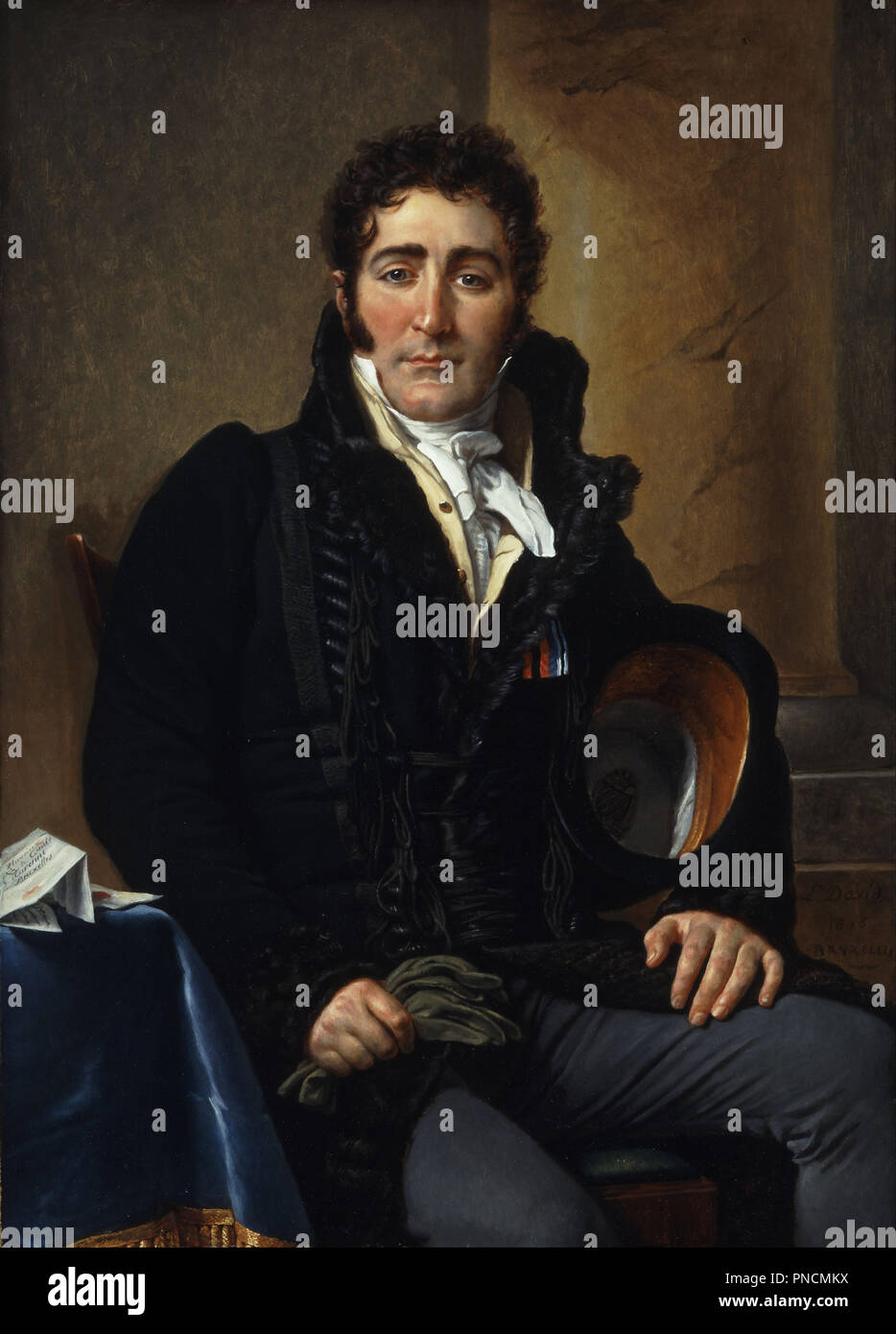 Portrait of the Comte de Turenne. Date/Period: 1816. Oil on wood. Height: 1,120 mm (44.09 in); Width: 810 mm (31.88 in). Author: DAVID, JACQUES LOUIS. Stock Photo