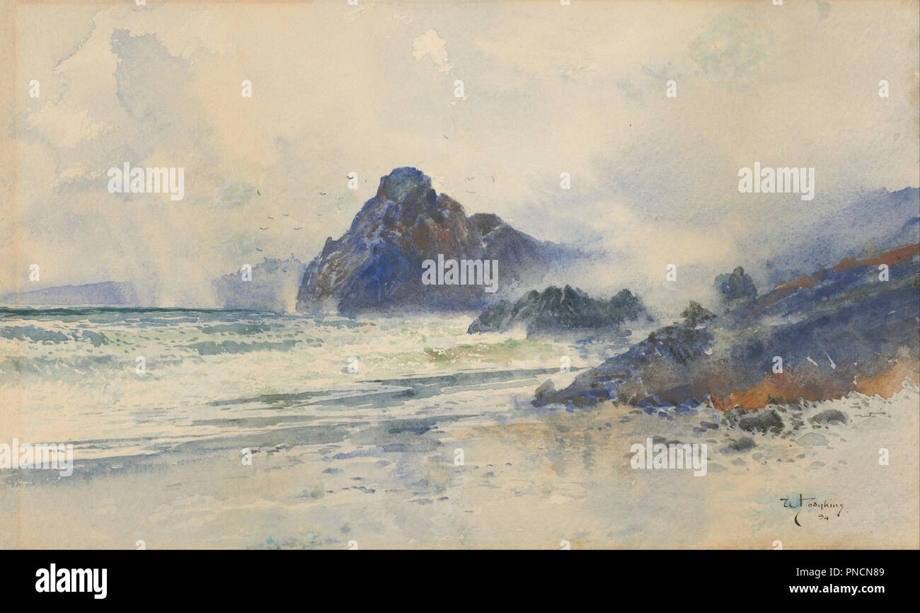 A wet day on a wild coast. Date/Period: 1894. Watercolours. Watercolour. Height: 225 mm (8.85 in); Width: 385 mm (15.15 in). Author: William Mathew Hodgkins. Stock Photo