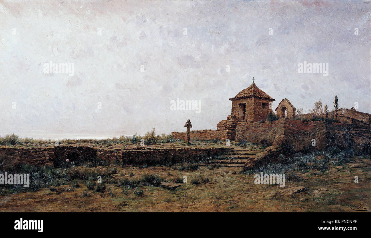 Landscape. Date/Period: 1839 - 1919. Painting. Oil on canvas. Height: 940 mm (37 in); Width: 1,630 mm (64.17 in). Author: MODEST URGELL. Stock Photo