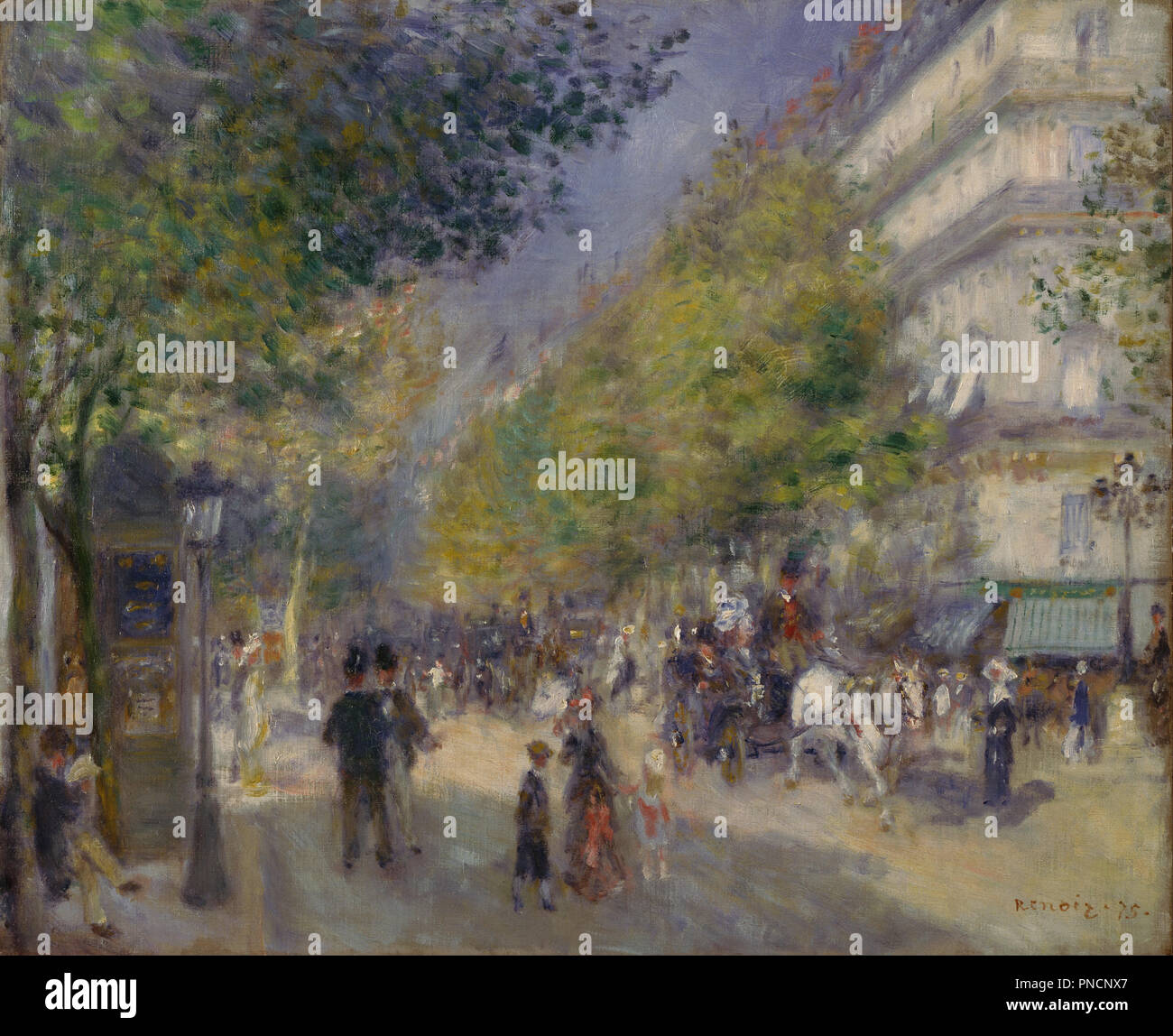 The Grands Boulevards. Date/Period: 1875. Painting. Oil on canvas Oil on canvas. Height: 521.21 mm (20.52 in); Width: 635.51 mm (25.02 in). Author: Renoir, Pierre-Auguste. AUGUSTE RENOIR. Stock Photo