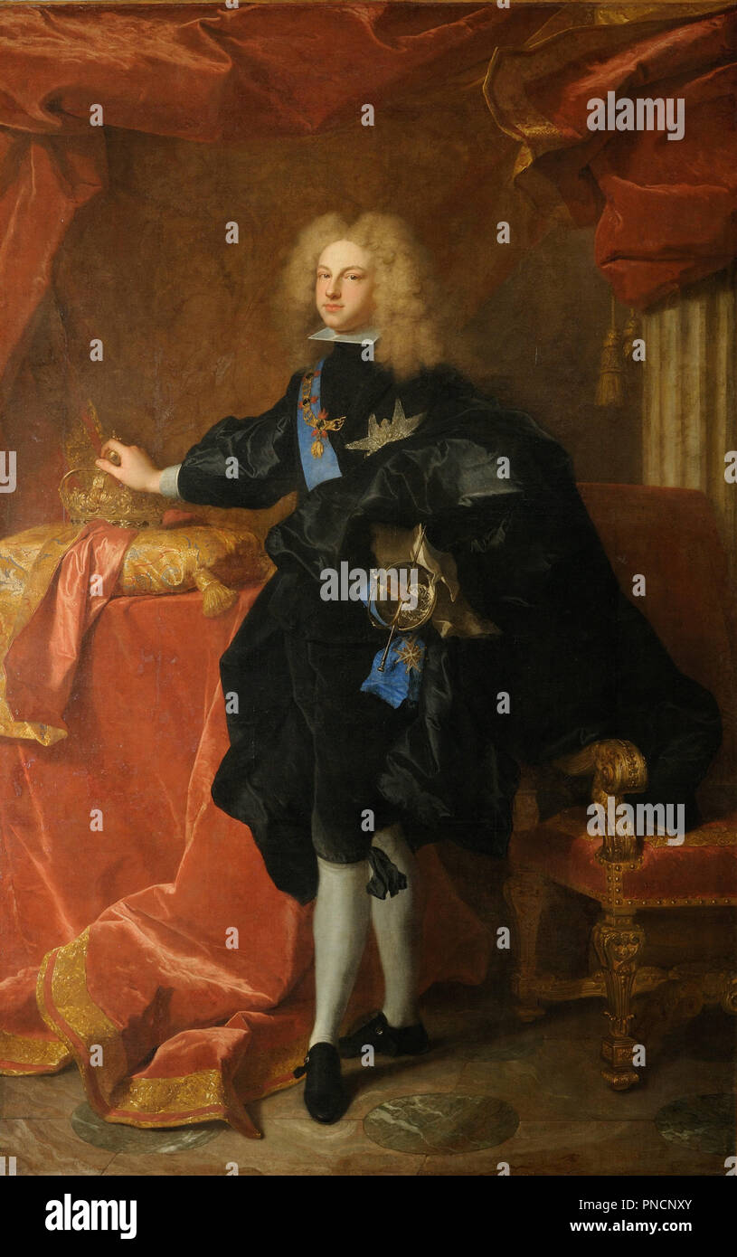 Philippe V, roi d'Espagne (1683-1746) / Philip V, King of Spain (1683-1746). Date/Period: 1701. Painting. Oil on canvas. Height: 230 cm (90.5 in); Width: 155 cm (61 in). Author: Hyacinthe Rigaud. RIGAUD, HYACINTHE. Rigaud, Hyacinthe François Honoré. Stock Photo