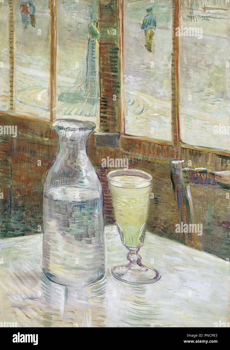 Cafétafel met absint / Café table with absinth. Date/Period: 1887.  Painting. Oil on canvas. Height: 46.2 cm (18.1 in); Width: 33.3 cm (13.1  in). Author: VINCENT VAN GOGH. VAN GOGH, VINCENT Stock Photo - Alamy