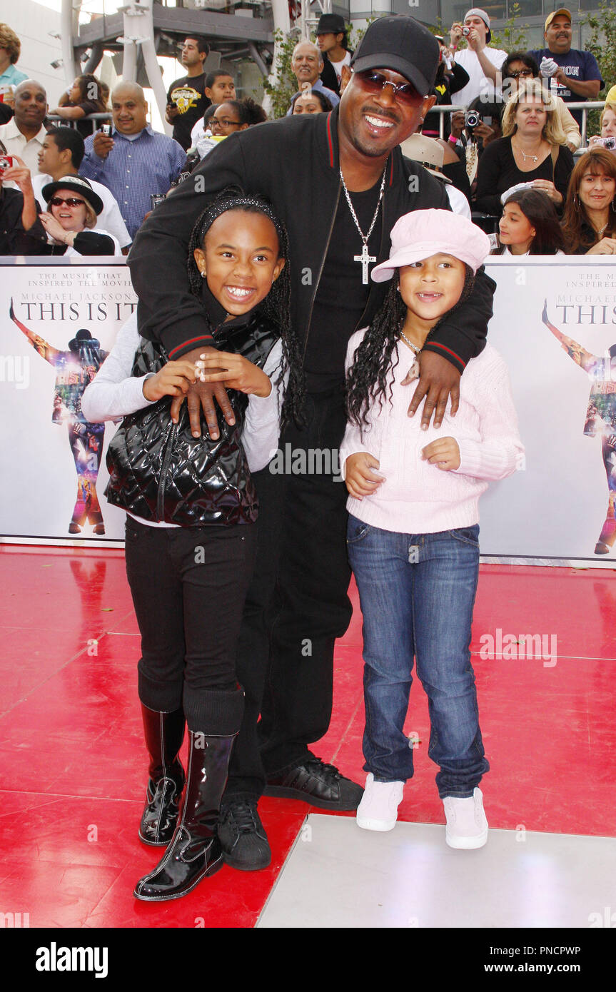 Martin Lawrence & Kids arriving at the Los Angeles Premiere of Michael Jackson's 'This Is It' held at the NOKIA Theatre in Los Angeles, CA. The event took place on Tuesday, October 27, 2009. Photo by: Pedro Ulayan Pacific Rim Photo Press.  / PictureLux File Reference # MartinLawrence Daughters 102709PRPP   For Editorial Use Only -  All Rights Reserved Stock Photo