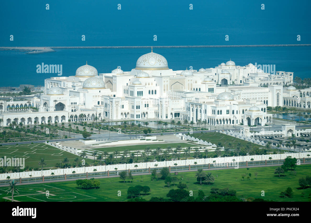 View of new Presidential Palace in Abu Dhabi, UAE, United Arab Emirates Stock Photo
