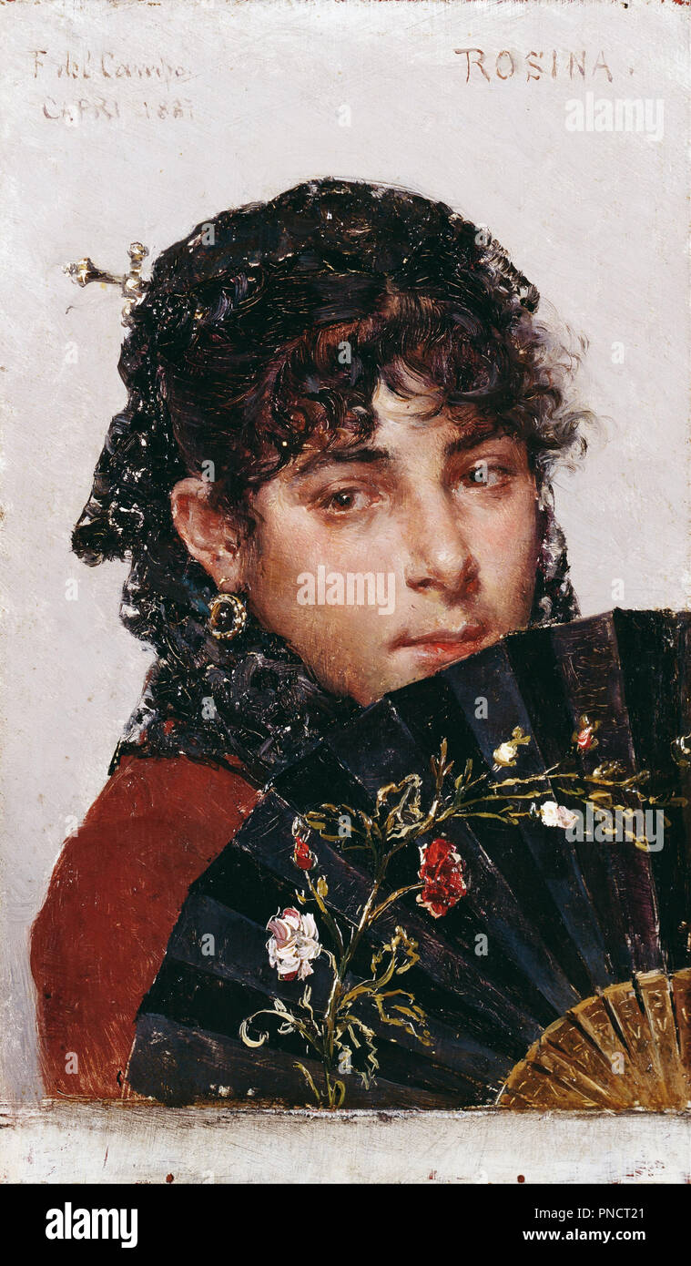 Rosina. Date/Period: 1887. Oil on panel. Height: 20 cm (7.8 in); Width: 12 cm (4.7 in). Author: FEDERICO DEL CAMPO. Stock Photo