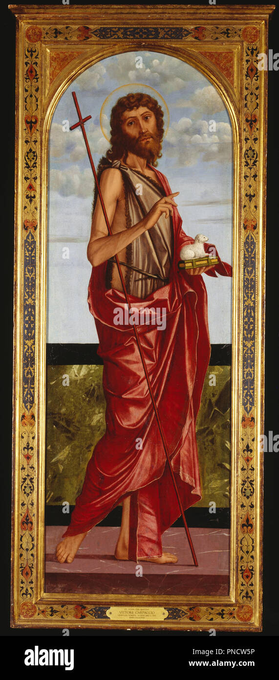 Saint John the Baptist. Date/Period: 1505. Painting. Oil on panel. Author: Vittore Carpaccio. Stock Photo