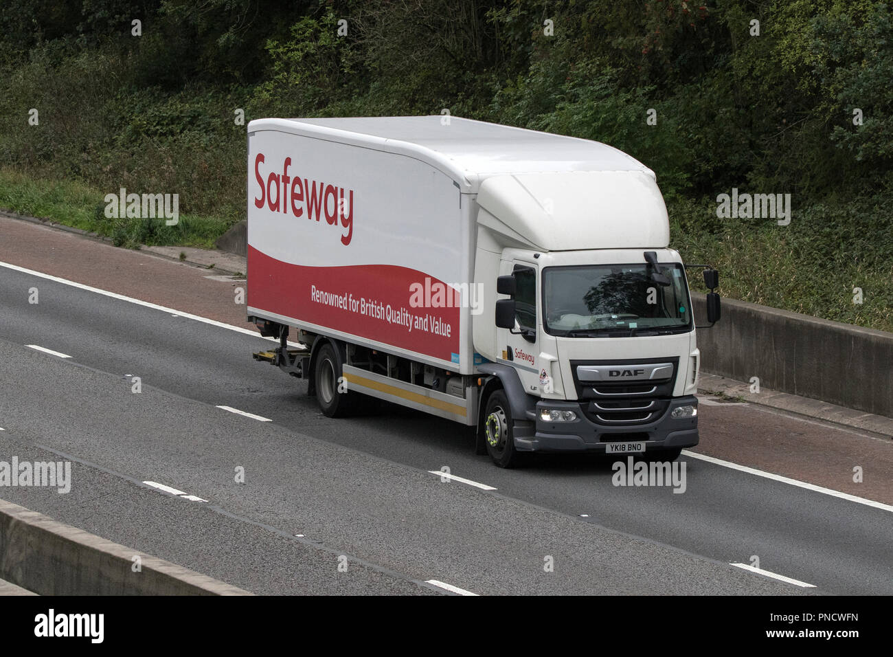 Safeway DAF HGV Heavy goods lorries, trucks & trucking, logistics,  supermarket deliveries, transport vehicles on the M6 at Lancaster, UK Stock  Photo - Alamy