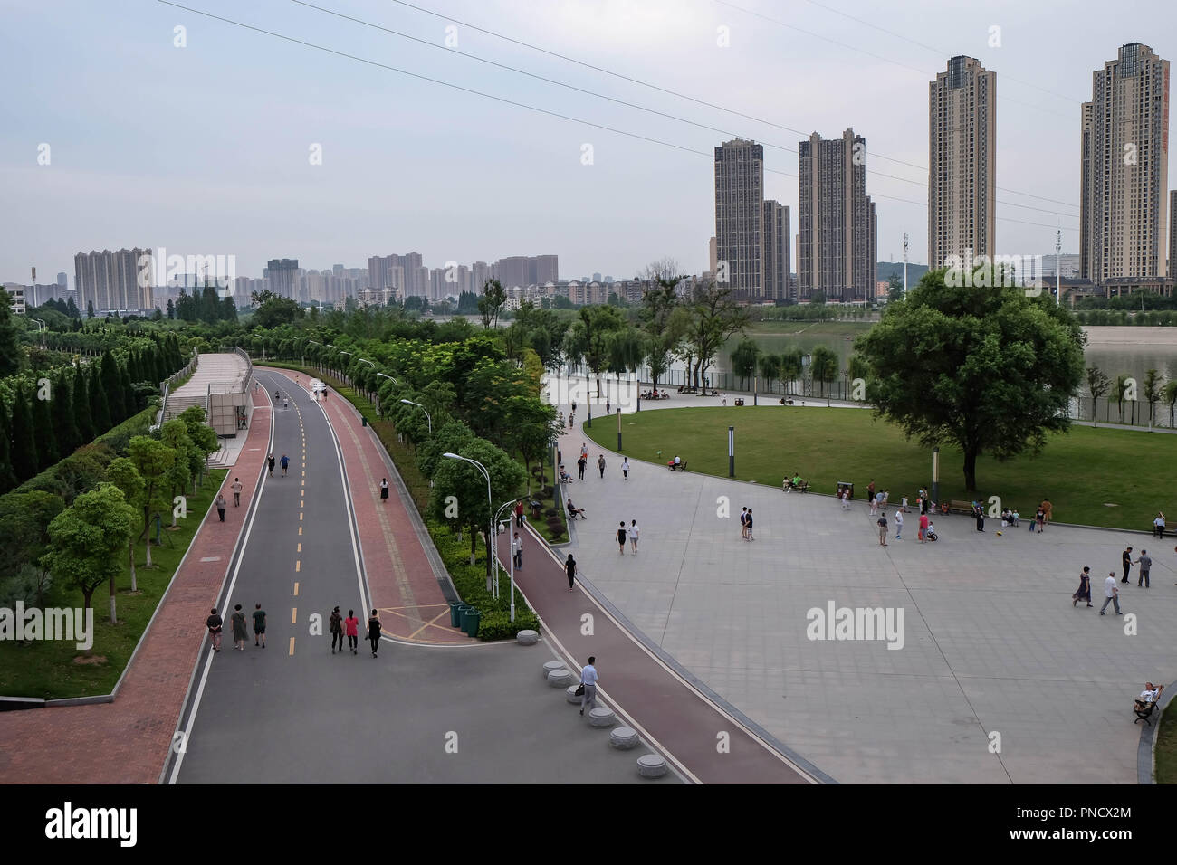 Wuhan : Hubei; China - 07 June 2018: Gu tian bridge at the Wuhan many area for exercise in the park. This name is specific name. Stock Photo