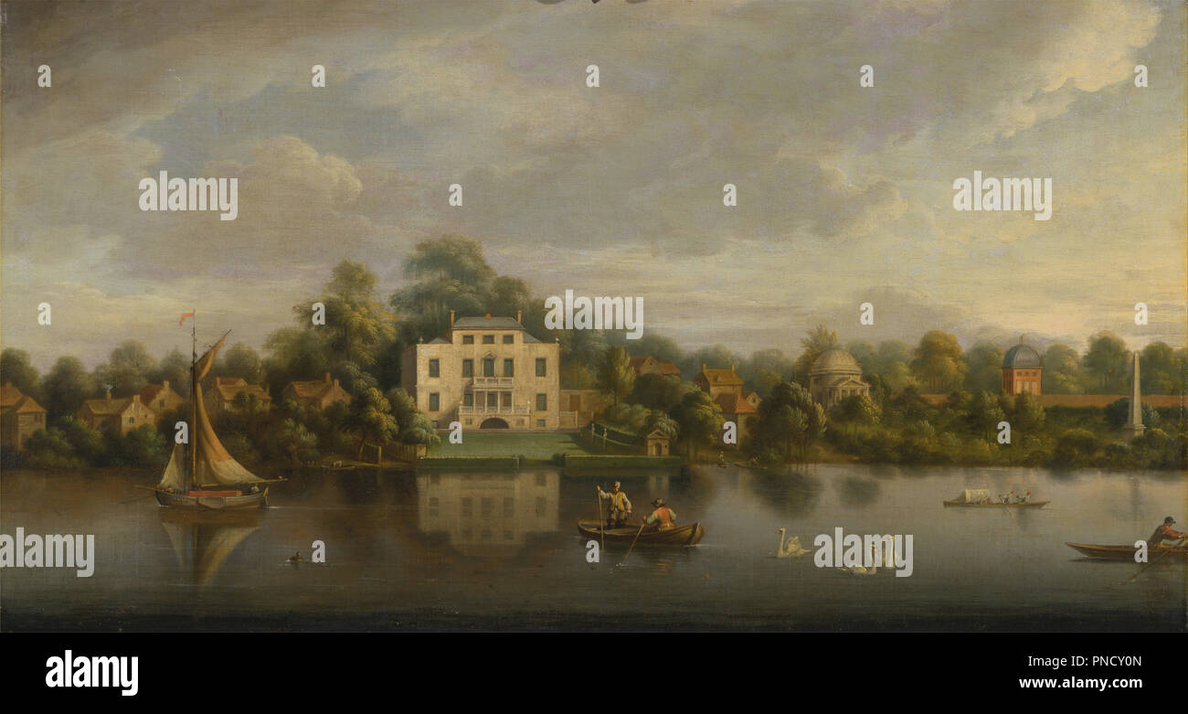 Pope's Villa, Twickenham. Date/Period: Ca. 1755. Painting. Oil on canvas. Height: 440 mm (17.32 in); Width: 816 mm (32.12 in). Author: Joseph Nickolls. Stock Photo
