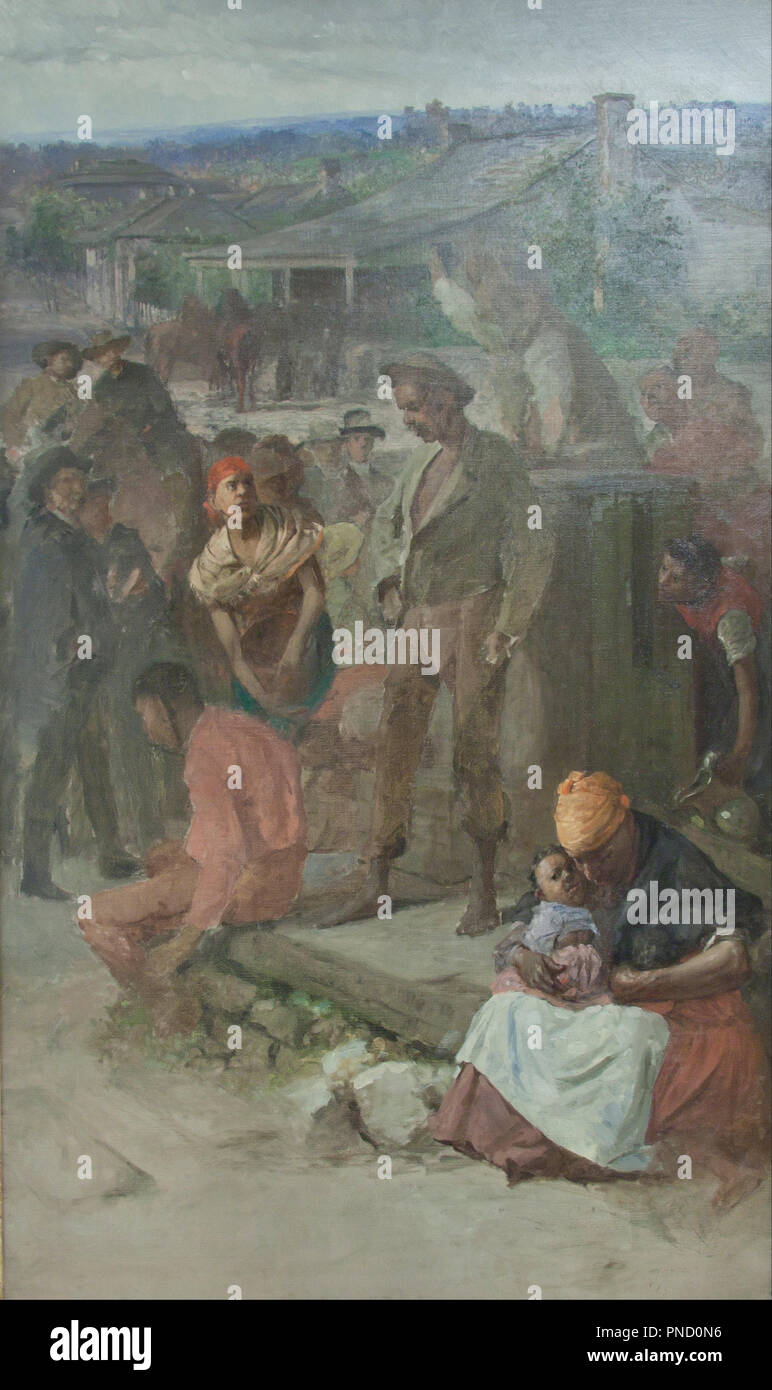 Slave Auction. Date/Period: Ca. 1860 - 1911. Painting. Oil on canvas Oil on canvas. Height: 61.50 mm (2.42 in); Width: 40.37 mm (1.58 in). Author: Webber, Charles T. Stock Photo