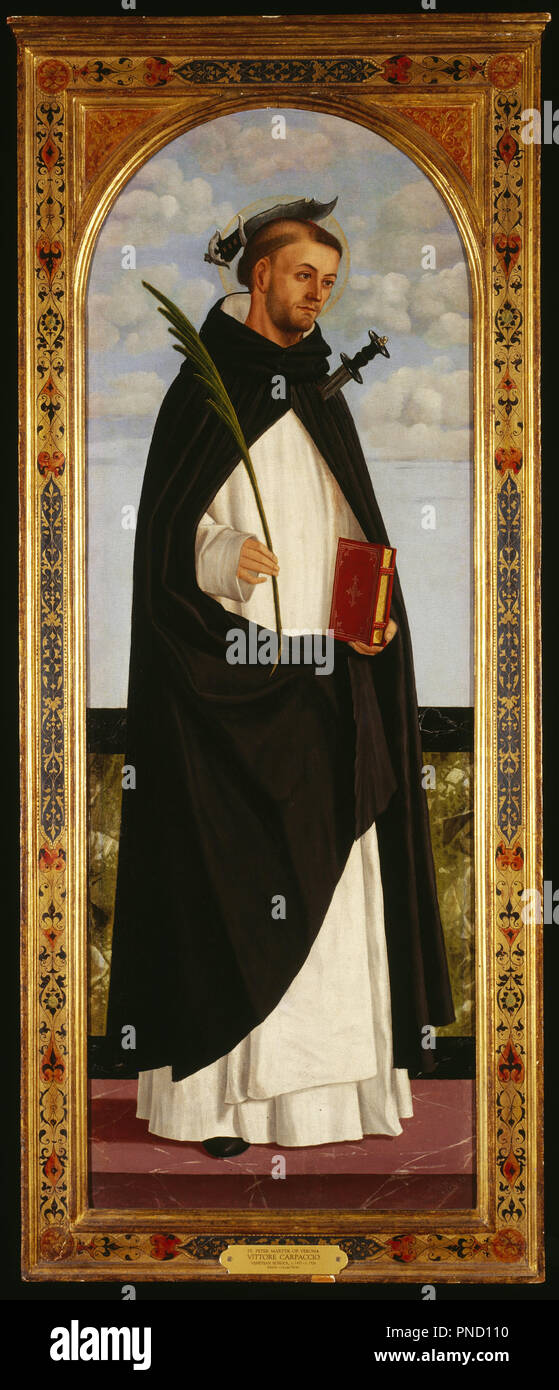 Saint Peter Martyr. Date/Period: 1505. Painting. Oil on panel. Author: Vittore Carpaccio. Stock Photo