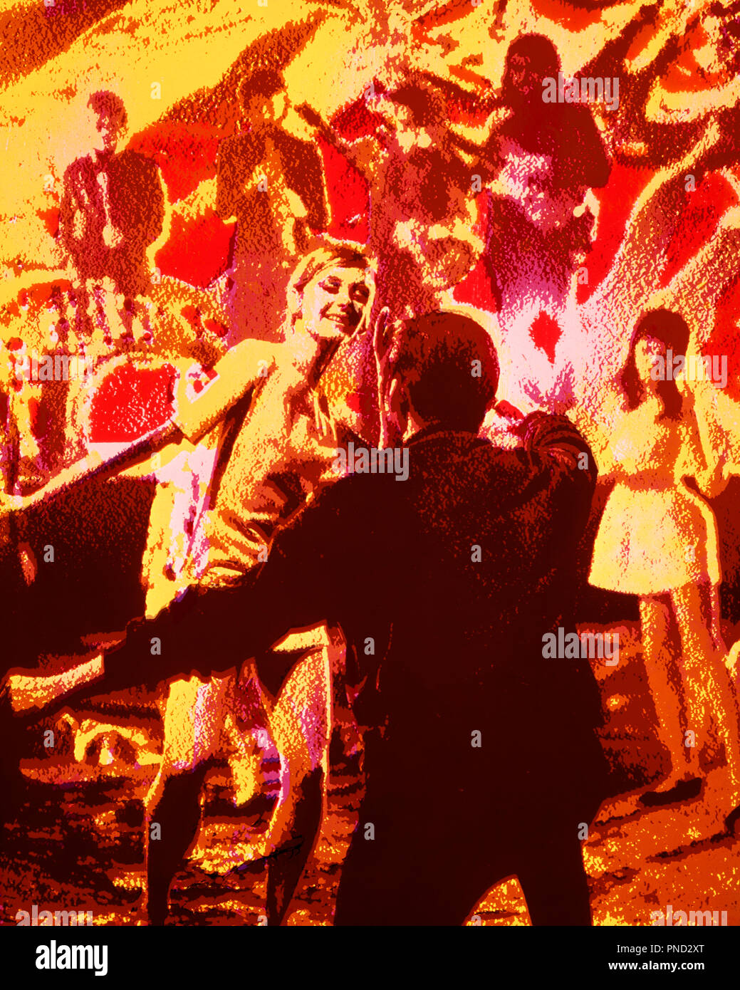 12/11/1975 1960s 1970s COUPLE DANCING BAND IN BACKGROUND WITH MUSICAL INSTRUMENTS INDOOR SOLARIZED DISCO MAN WOMAN - kd2861 PHT001 HARS NOSTALGIA MOVING OLD FASHION INSTRUMENTS SEXY NIGHTCLUB WILD MOVEMENT JOY LIFESTYLE MUSICIAN CELEBRATION FEMALES GROWNUP MOTION 6 FULL-LENGTH PERSONS GROWN-UP TRENDY STRINGS ENTERTAINMENT MOVE MEN AND WOMEN MUSICIANS DANCES HAPPINESS MATES LEISURE MATE PSYCHEDELIC AND COMPOSITE EXCITEMENT LOUD TREND MAN AND WOMAN DANCE FLOOR 6 STRING K SMILES 6 STRINGS MUSICAL INSTRUMENT DISCOS DISCOTHEQUES ORCHESTRAS CONCEPTUAL MANLY STYLISH GUITARISTS MUSICAL INSTRUMENTS Stock Photo