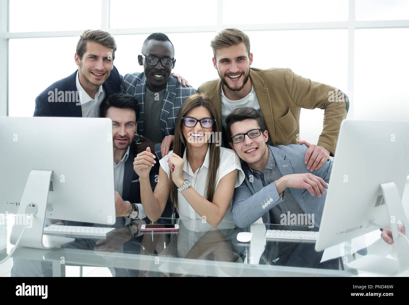 portrait of a successful business team in the workplace Stock Photo - Alamy