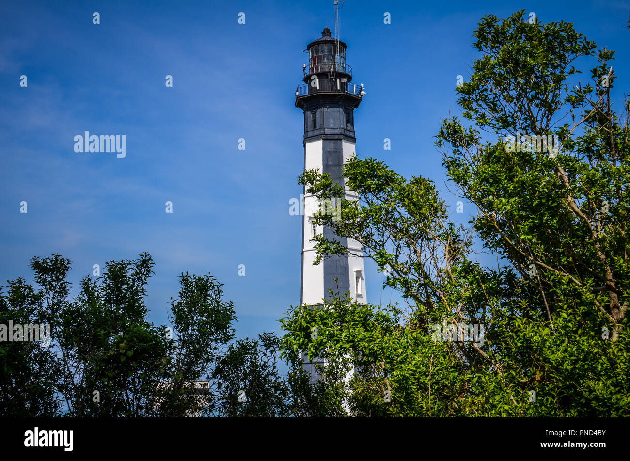 The New Cape Henry Lighthouse in Virginia Beach, Virginia marks the