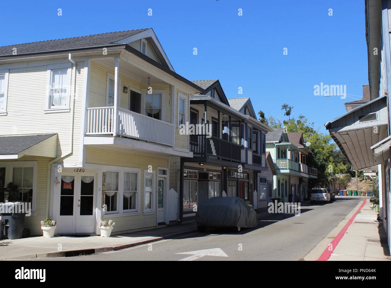 B Street, Japanese Section, Walnut Grove, California Stock Photo