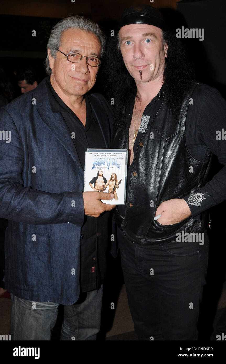 Edward James Olmos and Robb Reiner of Anvil during the reception of the DVD release of 'Anvil The Story of Anvil' held at the WGA in Beverly Hills, CA on Thursday, October 8, 2009. Photo by Richard Soria/ PRPP /PictureLux File Reference # EdwardJamesOlmosReiner03 10809PRPP  For Editorial Use Only -  All Rights Reserved Stock Photo