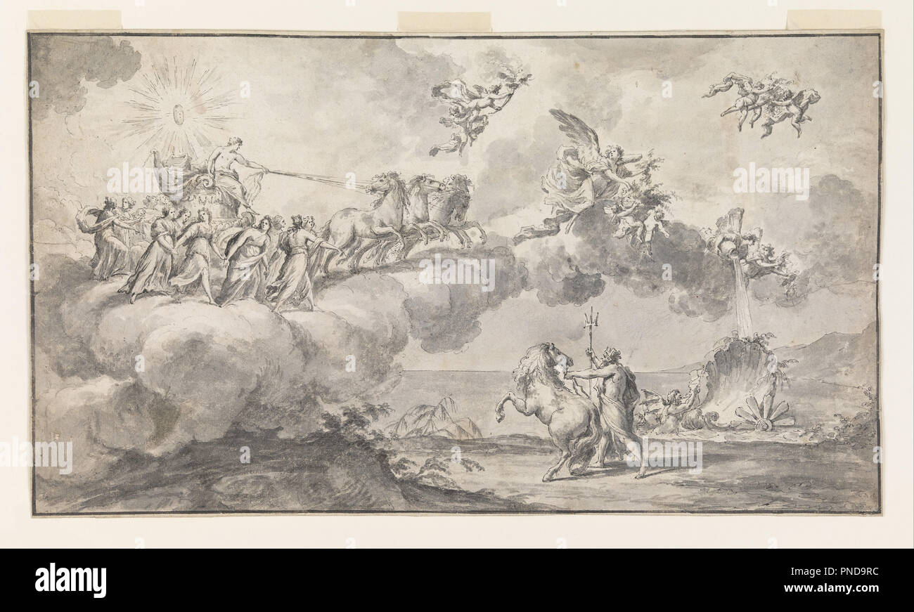 Date/Period: 1760-89. Drawing. Pen and brush and black ink, gray wash on off-white laid paper, ruled border in pen and black ink, lined.