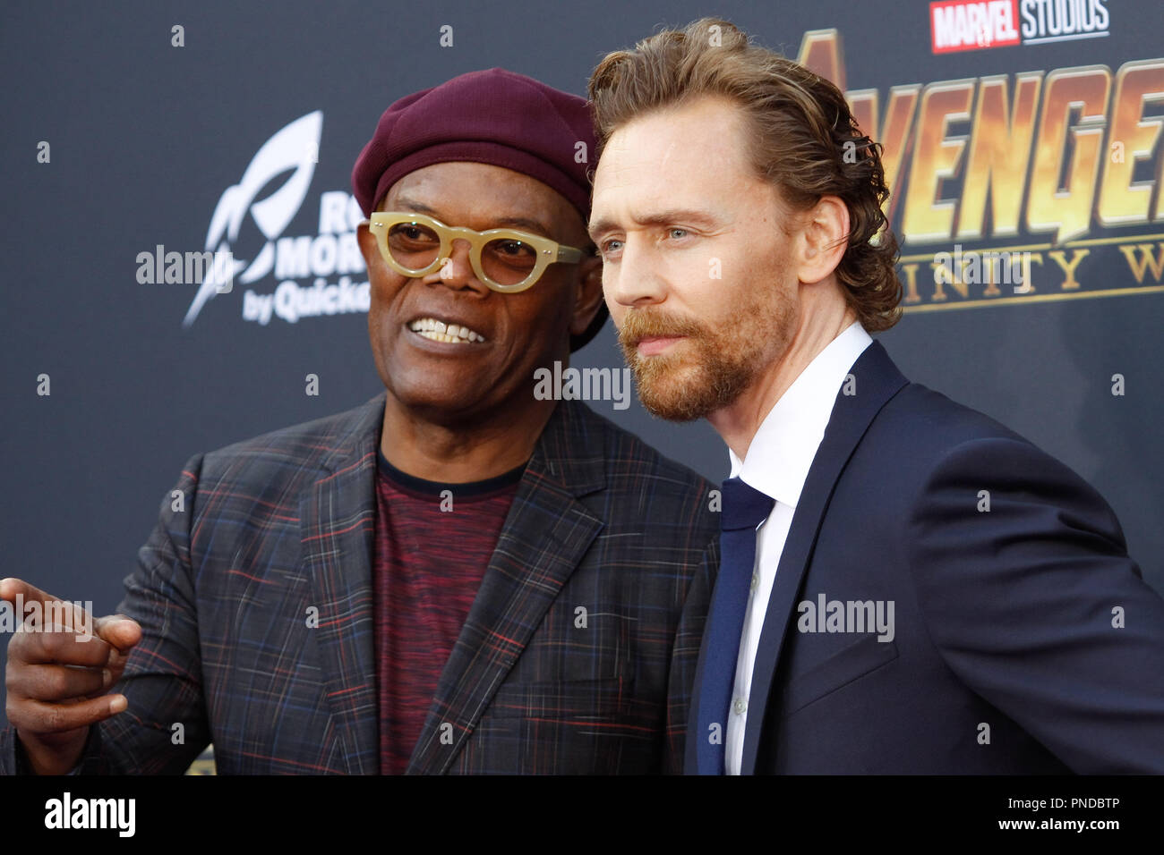 Samuel L Jackson, Tom Hiddleston at the World Premiere of Marvel Studios' 'Avengers: Infinity War' held on Hollywood Blvd. in Hollywood, CA, April 23, 2018. Photo by Joseph Martinez / PictureLux Stock Photo