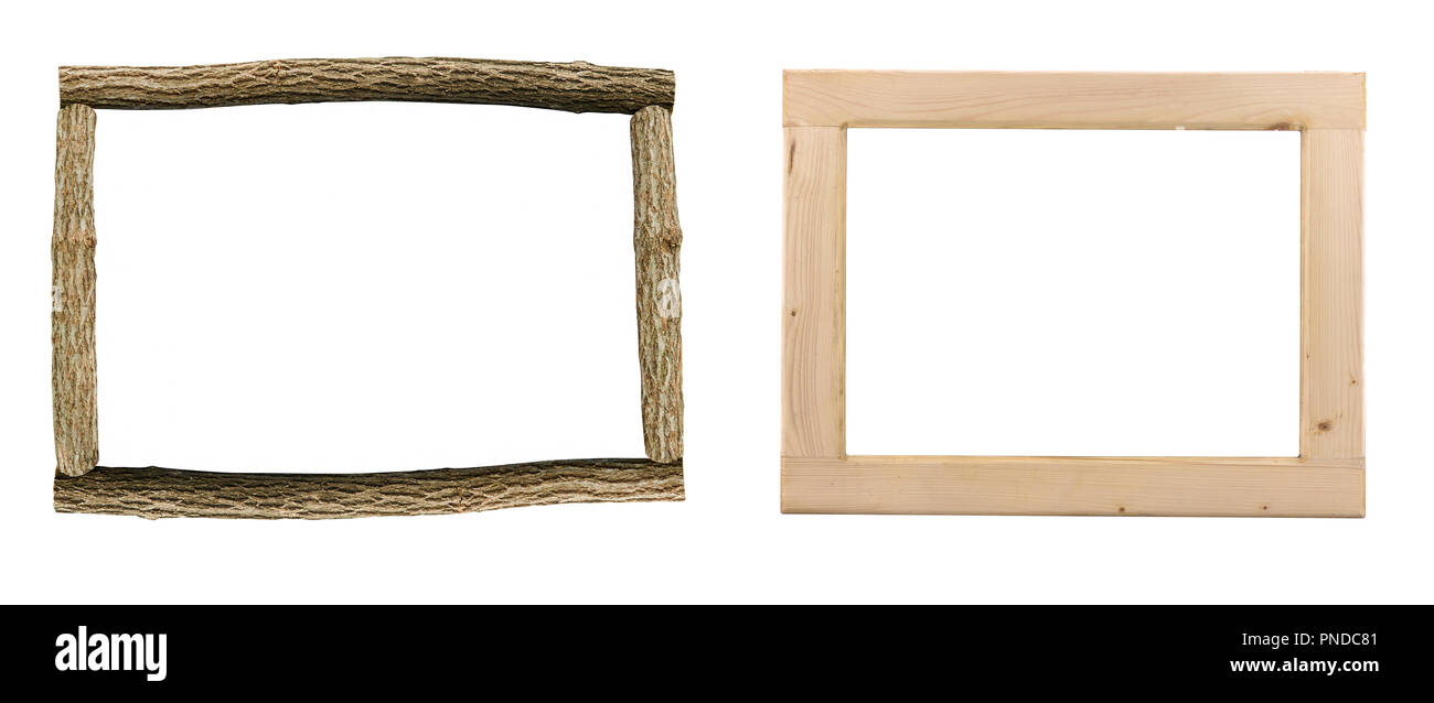 set of wooden frame on white background isolated Stock Photo - Alamy