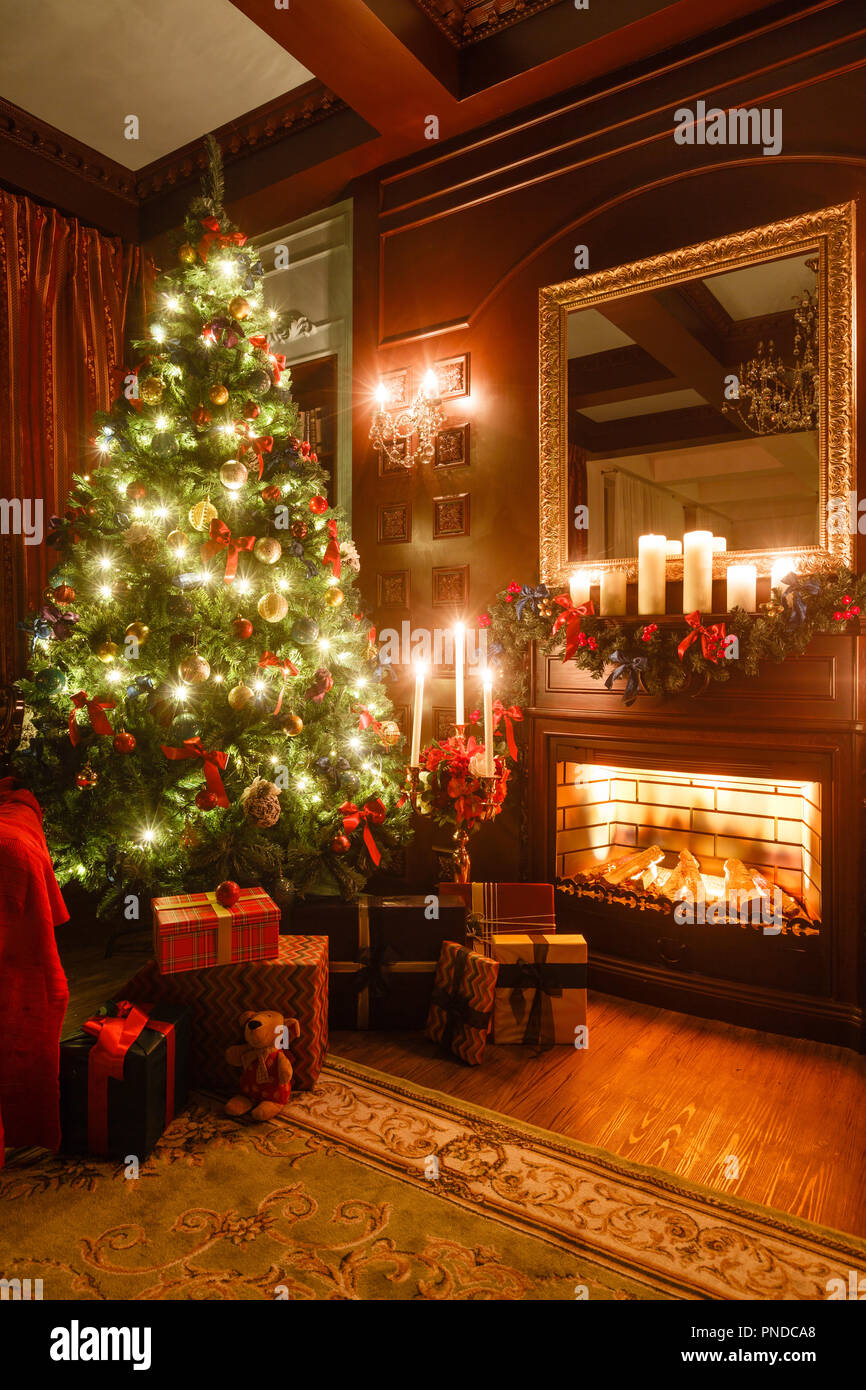 Christmas Tree And Fireplace