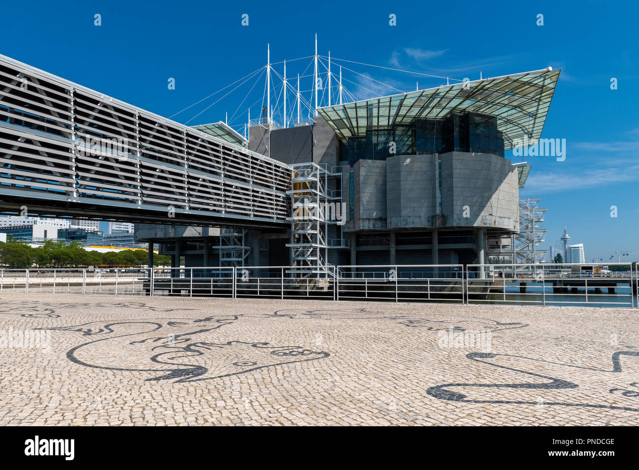 View of the Oceanario de Lisboa (Lisbon’s Aquarium) in the city of Lisbon, Portugal. Stock Photo