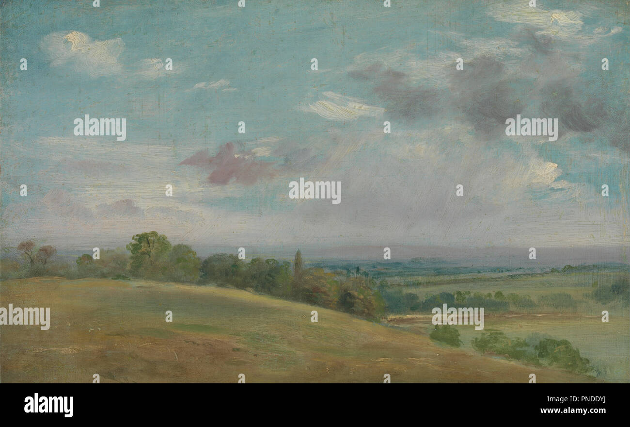 Landscape. Date/Period: Between 1849 and 1855. Painting. Oil on canvas. Height: 222 mm (8.74 in); Width: 343 mm (13.50 in). Author: Lionel Constable. Stock Photo