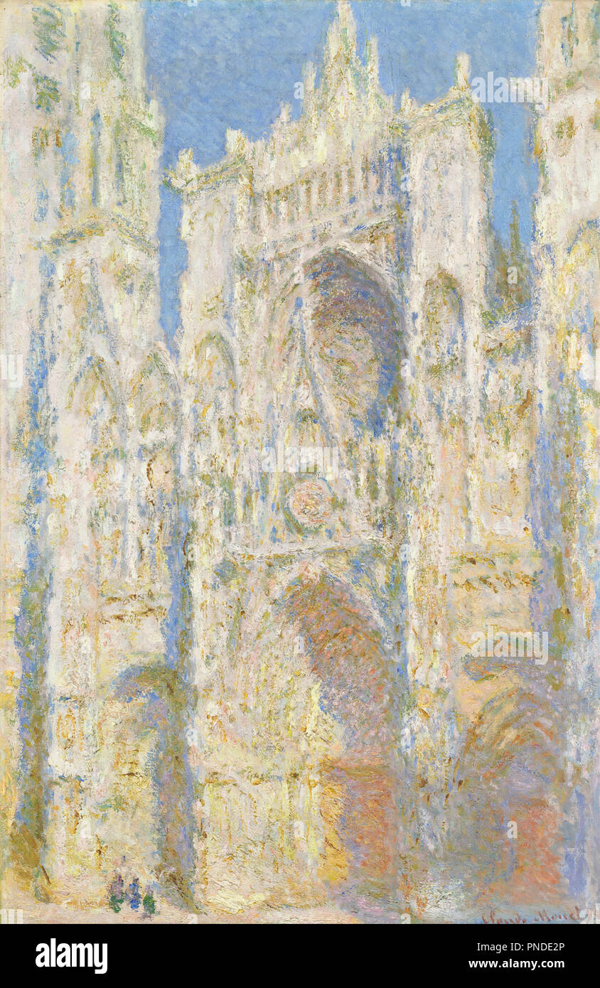 Rouen Cathedral, West Façade, Sunlight. Date/Period: 1894. Painting. Oil on canvas. Height: 1,000.50 mm (39.38 in); Width: 658 mm (25.90 in). Author: CLAUDE MONET. MONET, CLAUDE. Stock Photo