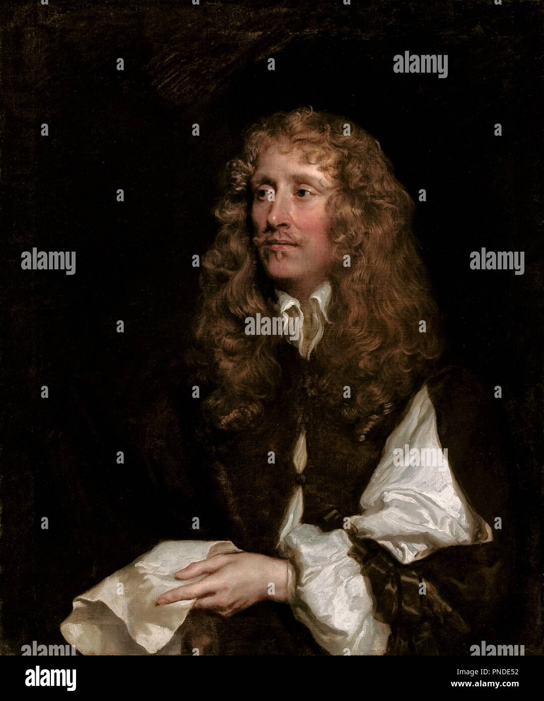 Portrait of a man, thought to be George Booth, Lord Delamere. Date/Period: Ca. 1660. Painting. Oil on canvas. Height: 91.20 mm (3.59 in); Width: 76.20 mm (3 in). Author: Peter Lely. Stock Photo