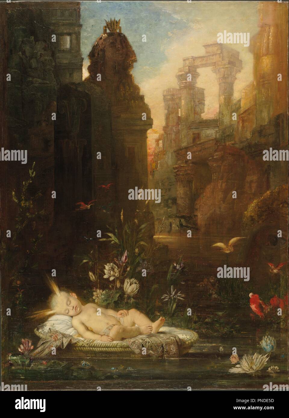 The Infant Moses. Date/Period: Ca. 1876-1878. Painting. Oil on canvas. Height: 185 cm (72.8 in); Width: 136.2 cm (53.6 in). Author: GUSTAVE MOREAU. Stock Photo