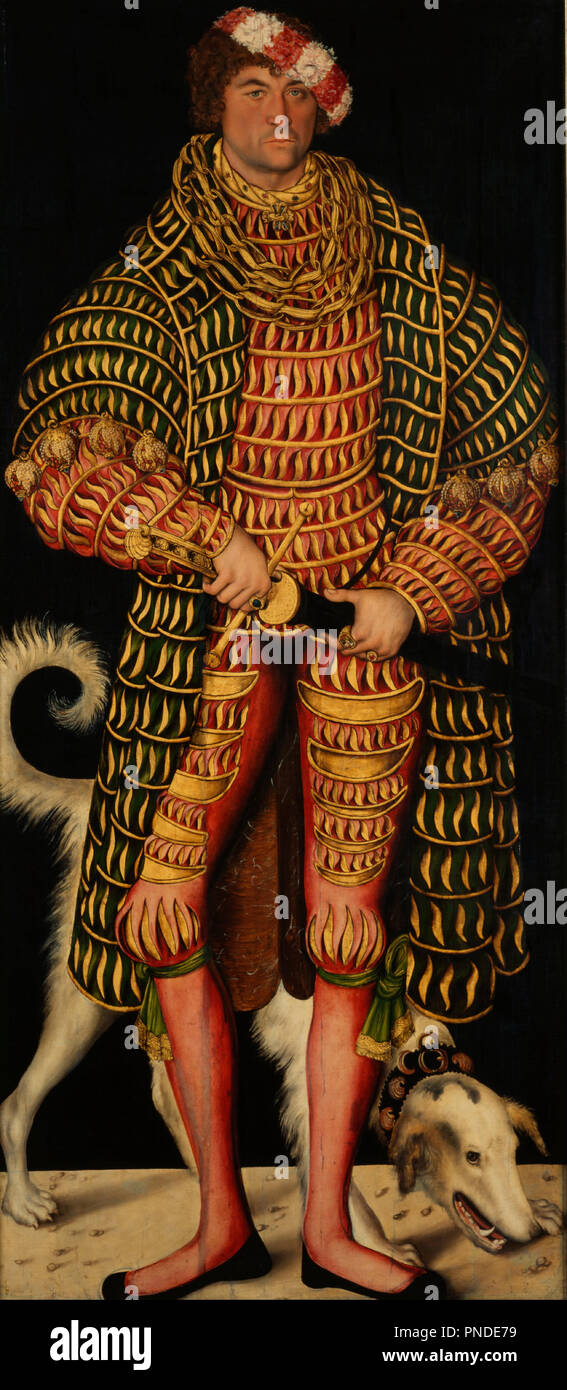 Duke Henry the Pious. Date/Period: 1514. Painting. Oil on panel transferred to canvas. Height: 184.5 cm (72.6 in); Width: 83 cm (32.6 in). Author: Cranach the Elder, Lucas. LUCAS CRANACH, THE ELDER. Cranach, Lucas, the Elder. Stock Photo