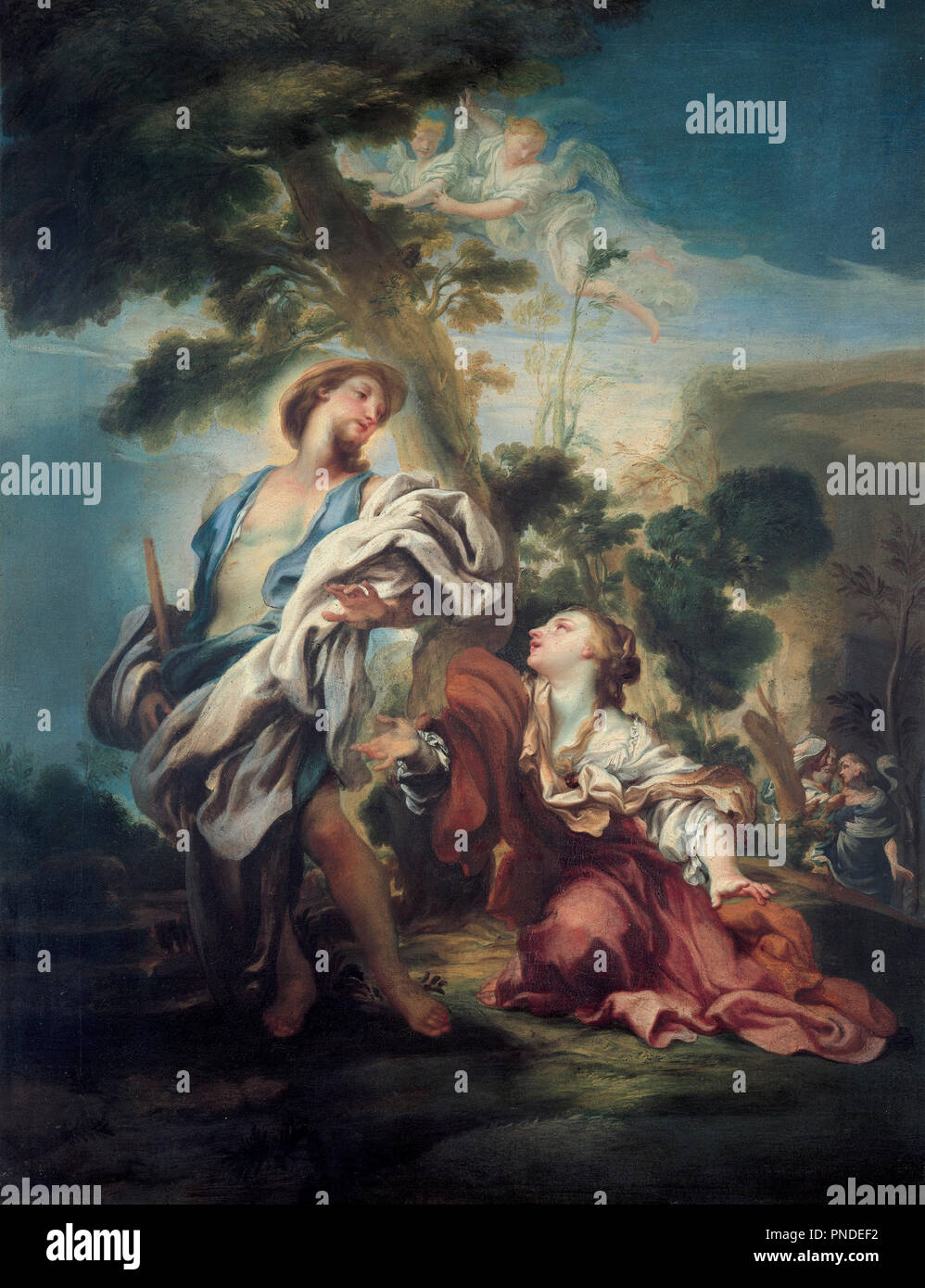 Noli Me Tangere. Date/Period: 1680. Painting. Height: 130 mm (5.11 in); Width: 100 mm (3.93 in). Author: GREGORIO DE FERRARI. Ferrari, Gregorio de. Stock Photo