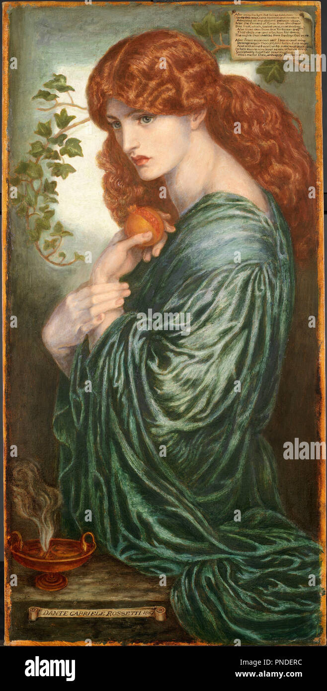 Proserpine. Date/Period: 1882. Painting. Oil on canvas. Height: 78.7 cm (30.9 in); Width: 39.2 cm (15.4 in). Author: Dante Gabriel Rossetti. Stock Photo