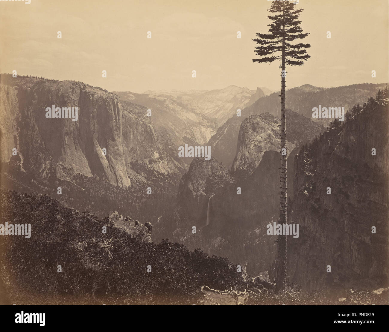 Yosemite Valley from the Best General View. Date/Period: 1866. Print. Albumen silver. Height: 410 mm (16.14 in); Width: 522 mm (20.55 in). Author: Carleton Watkins. Carleton Emmons Watkins. Stock Photo