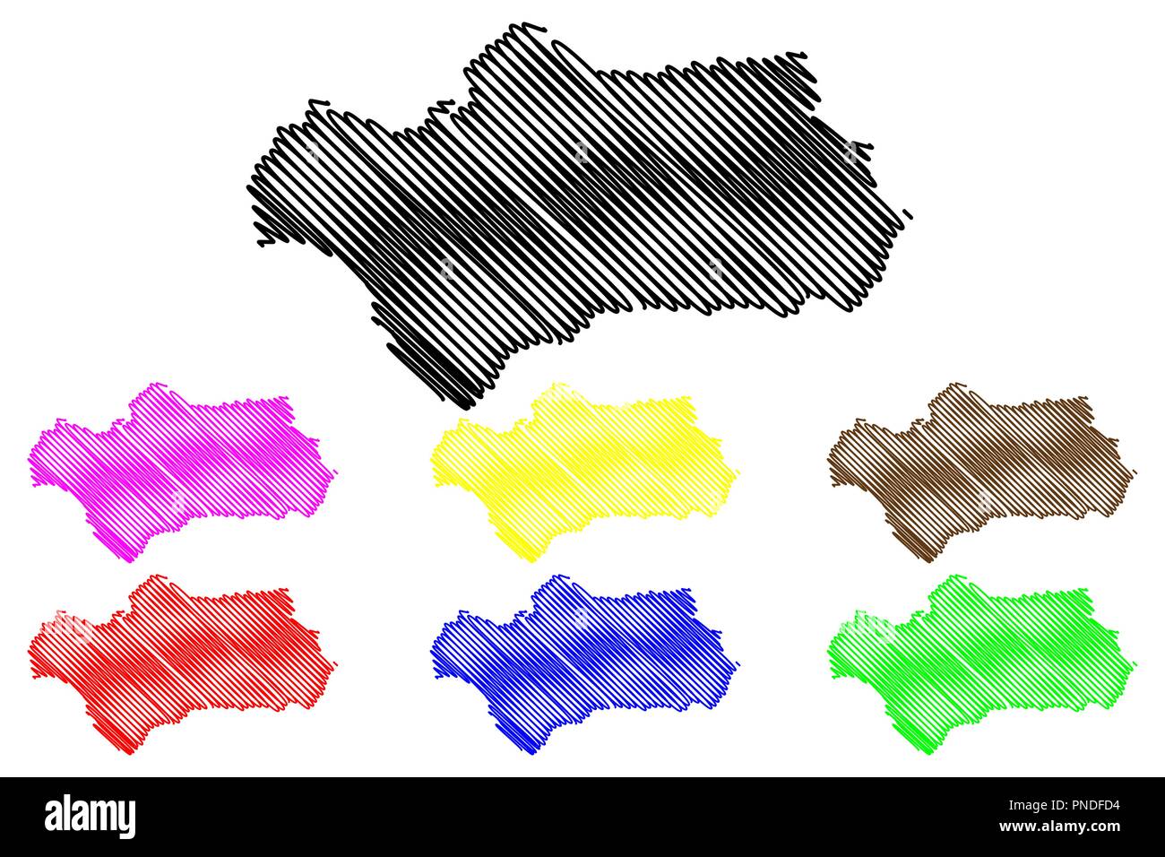 Andalusia (Kingdom of Spain, Autonomous community) map vector ...