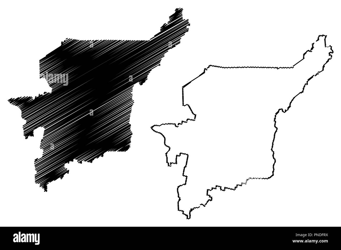 Komi Republic (Russia, Subjects of the Russian Federation, Republics of Russia) map vector illustration, scribble sketch Komi map Stock Vector