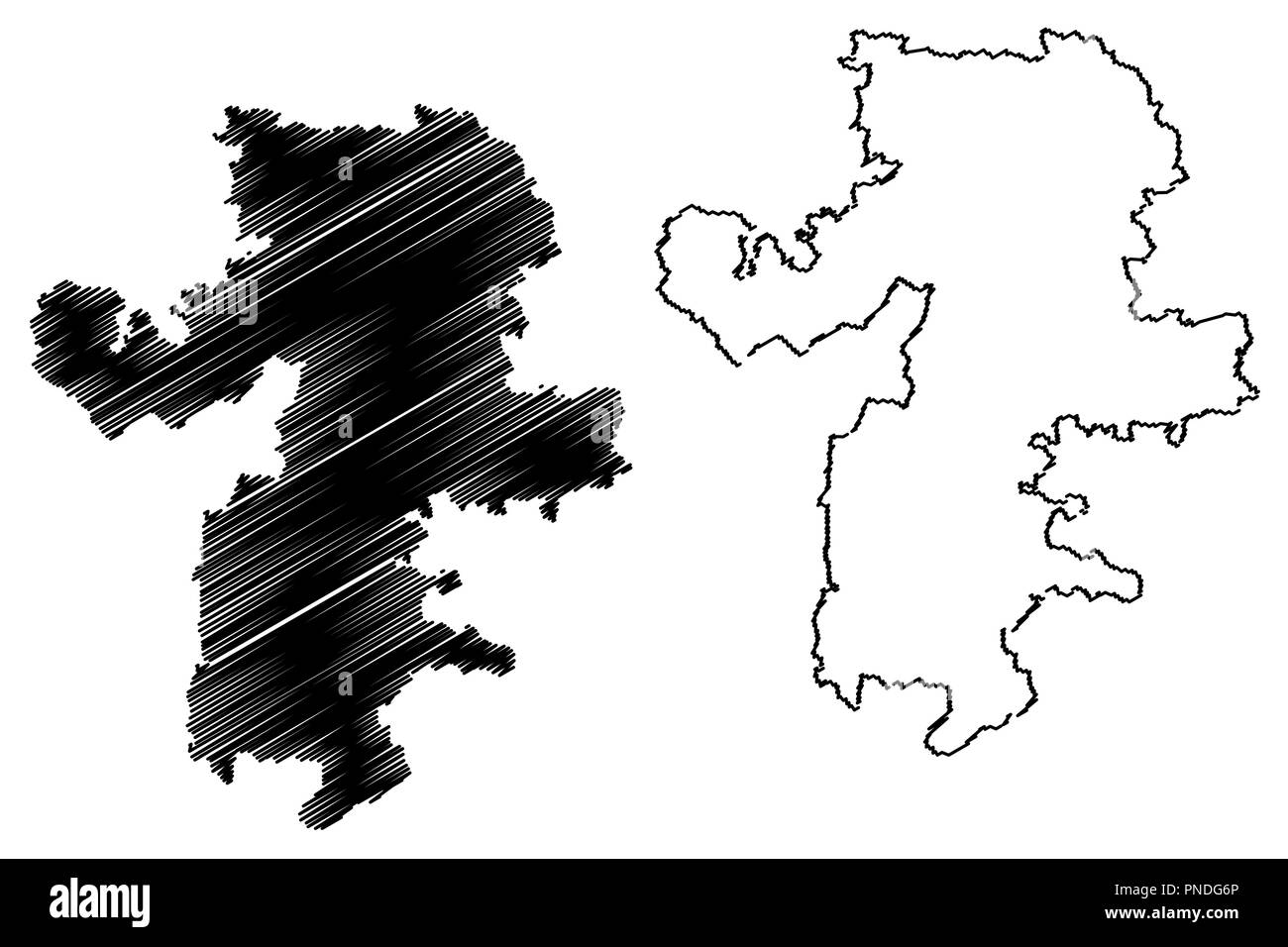 Chelyabinsk Oblast (Russia, Subjects of the Russian Federation, Oblasts of Russia) map vector illustration, scribble sketch Chelyabinsk Oblast map Stock Vector